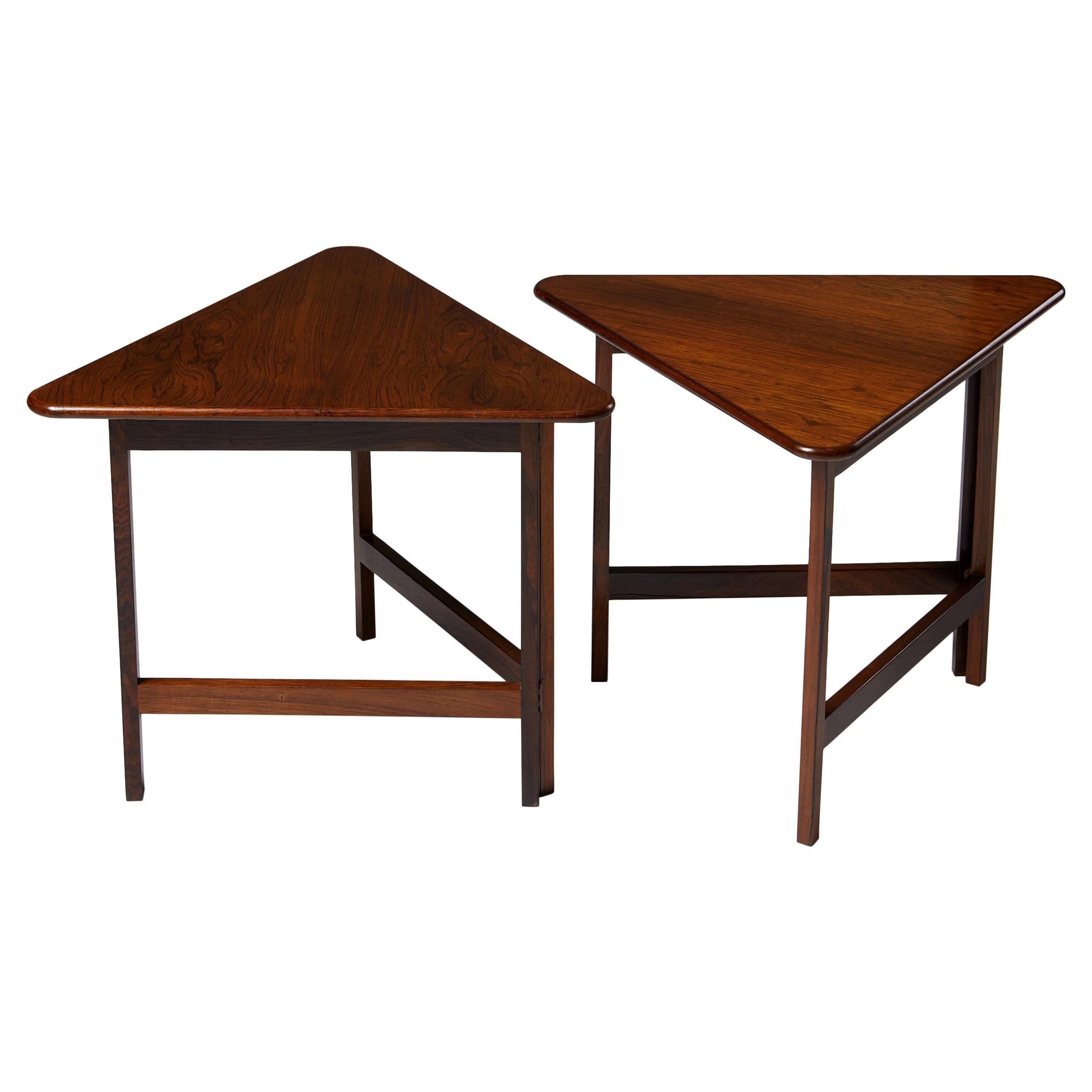 Pair of Foldable Side Tables Designed by Illum Wikkelsø for CFC Silkeborg