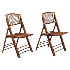 Paire de chaises pliantes en bambou, vintage