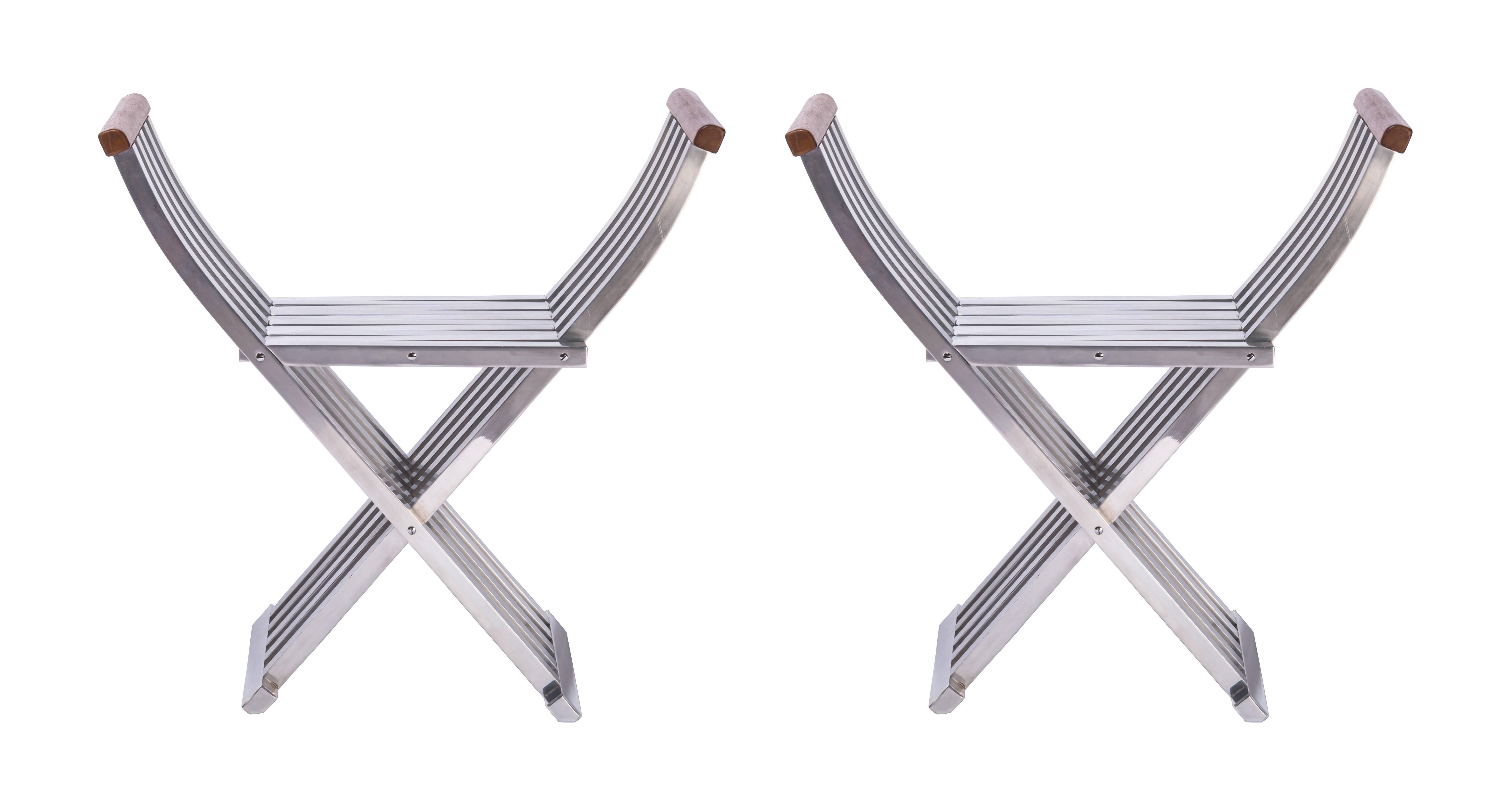 American Pair of Folding Benches, Stools by John Vesey