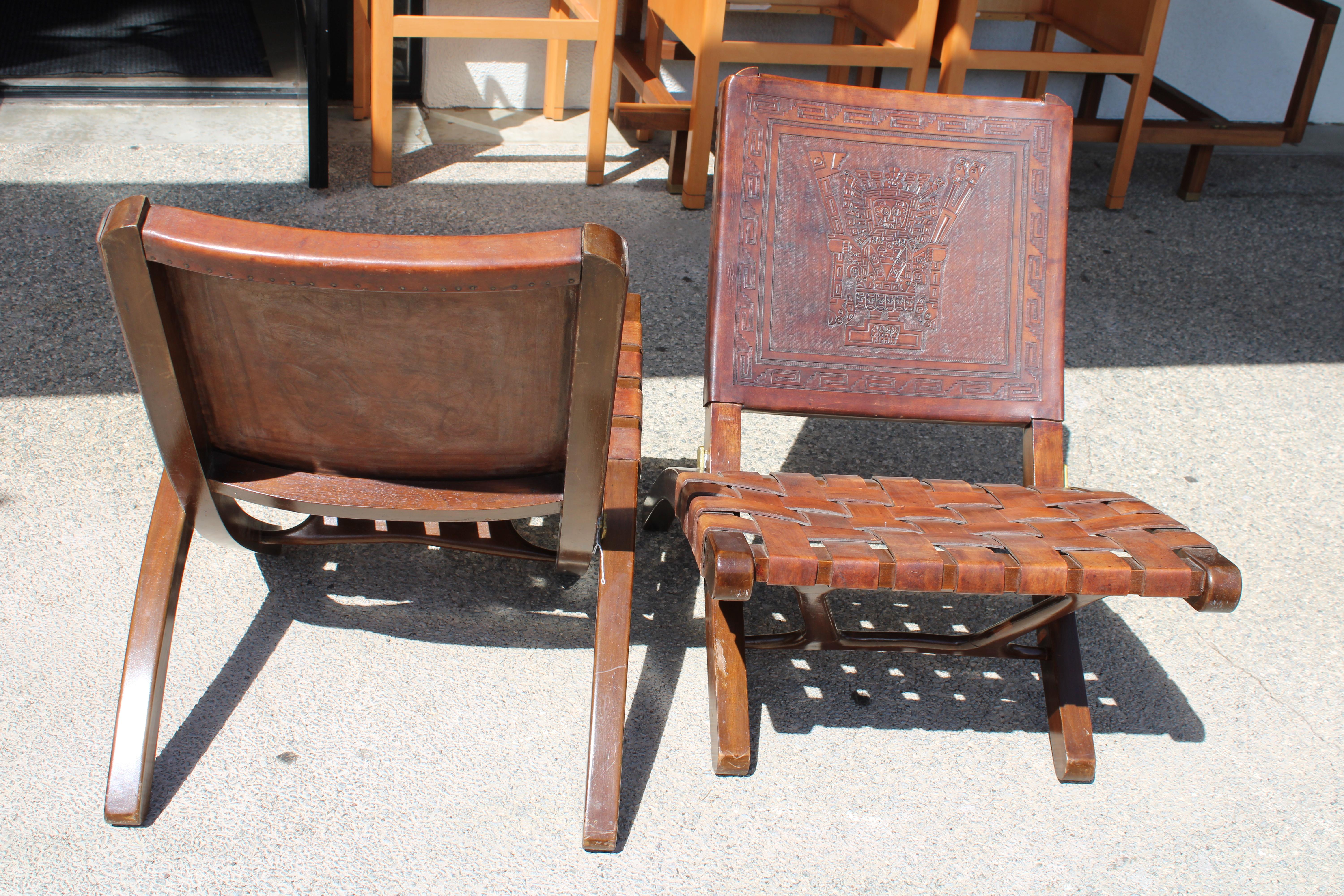 Mid-Century Modern Paire de chaises pliantes par Angel Pazmino pour Muebles De Estilo en vente
