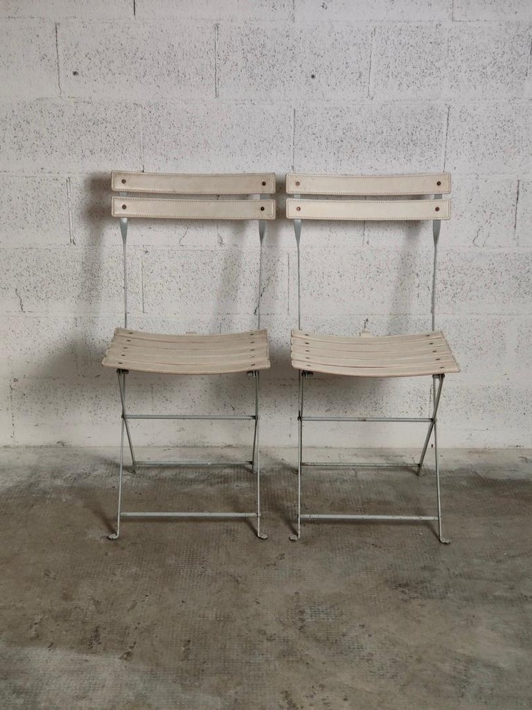 Italian Pair of Folding Chairs Celestina 70s, 80s by Marco Zanuso for Zanotta, Italy For Sale
