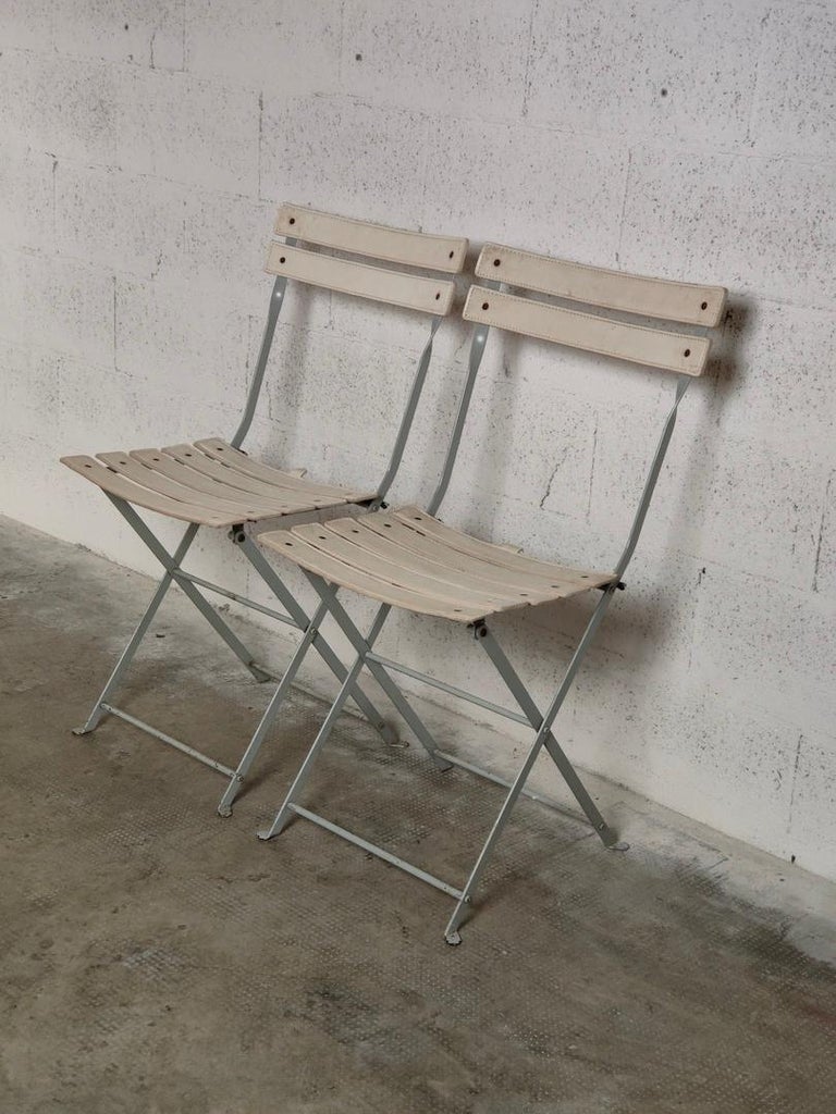 Late 20th Century Pair of Folding Chairs Celestina 70s, 80s by Marco Zanuso for Zanotta, Italy For Sale
