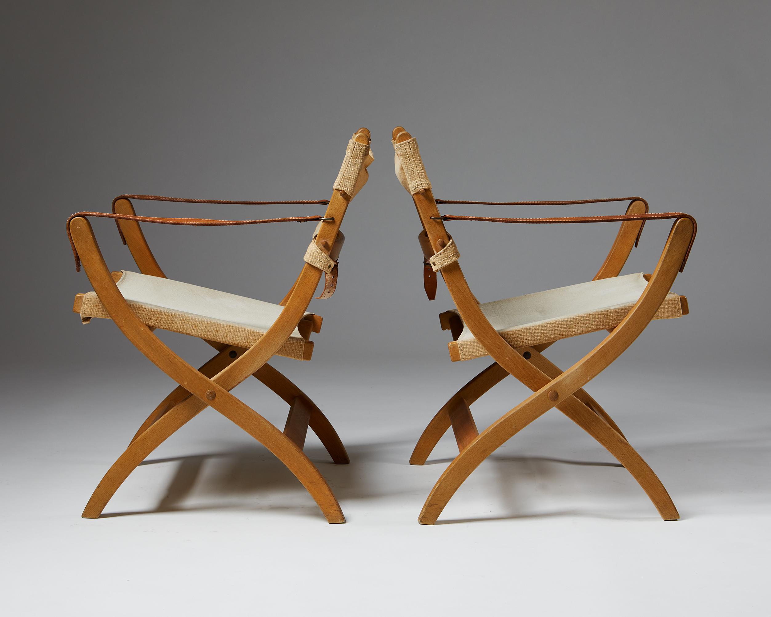 20th Century Pair of Folding Chairs Designed by Poul Hundevad for Vamdrup