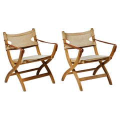 Pair of Folding Chairs Designed by Poul Hundevad for Vamdrup