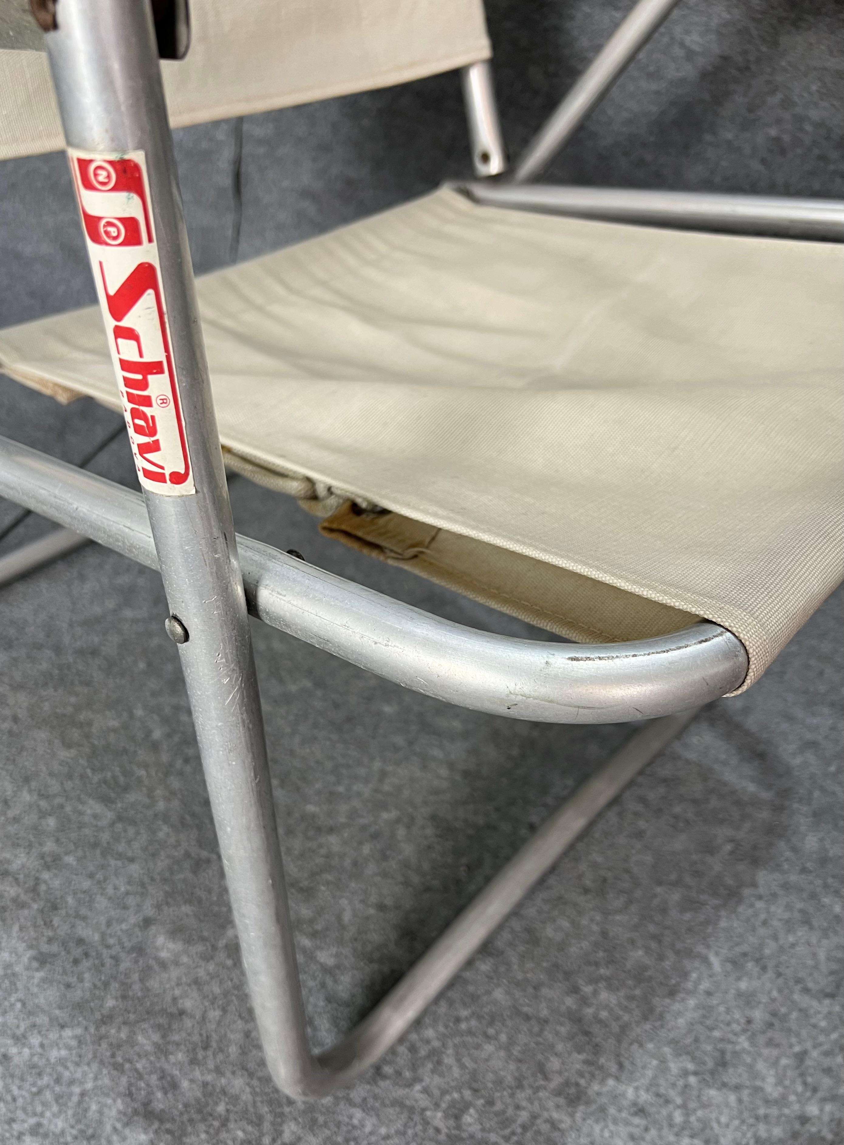 Paire de chaises pliantes en aluminium et toile mi-siècle, design italien des années 1960 2