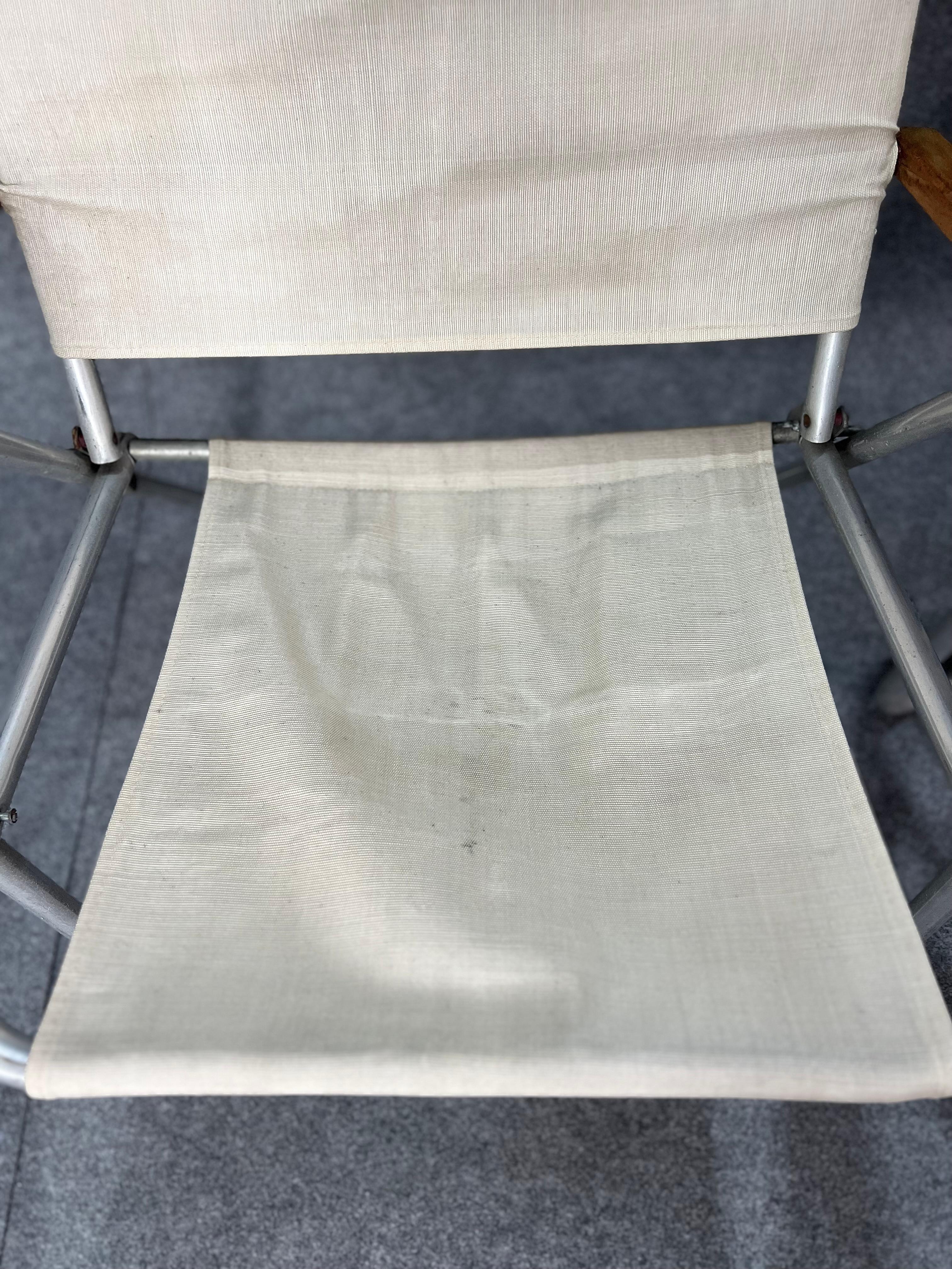 Paire de chaises pliantes en aluminium et toile mi-siècle, design italien des années 1960 3