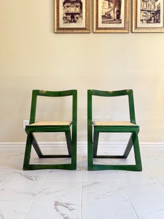 Paire de chaises pliantes en laque verte par Aldo Jacober pour Alberto Bazzani