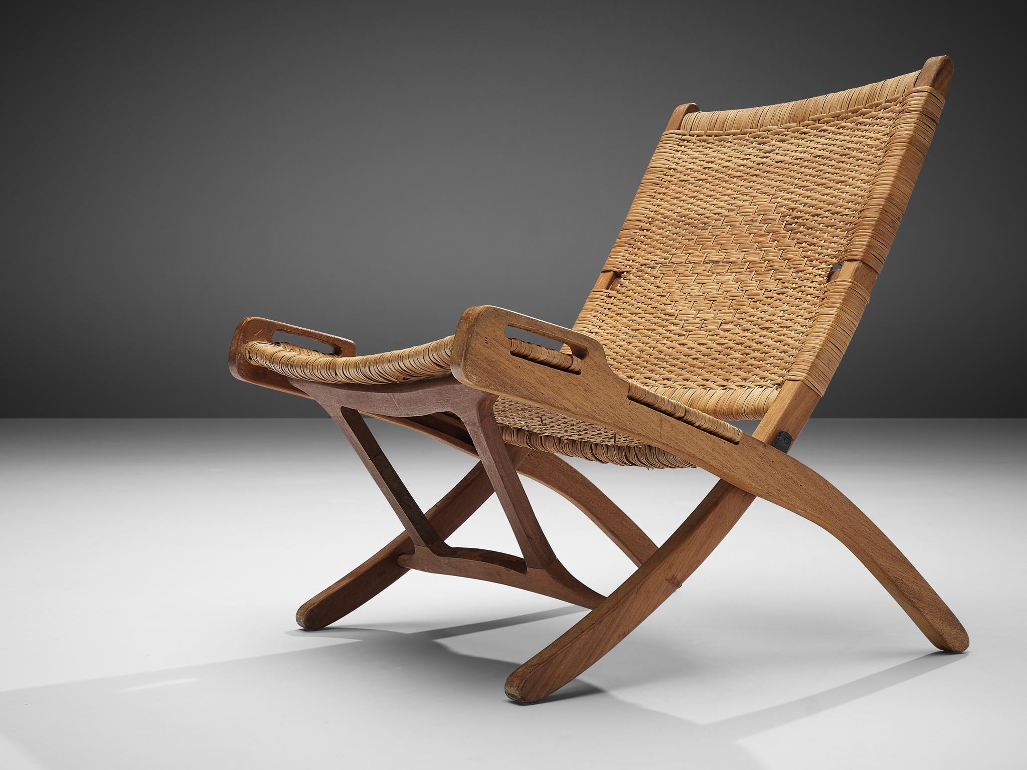 Pair of Folding Chairs in Wicker and Wood 2