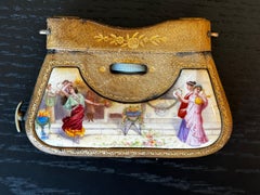 Pair of Folding Opera Glasses Tooled Leather in Purse Form
