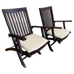 Pair of Folding Rosewood Ship's Steamer Chairs