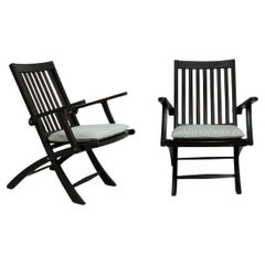 Pair of Folding Rosewood Ship's Steamer Chairs