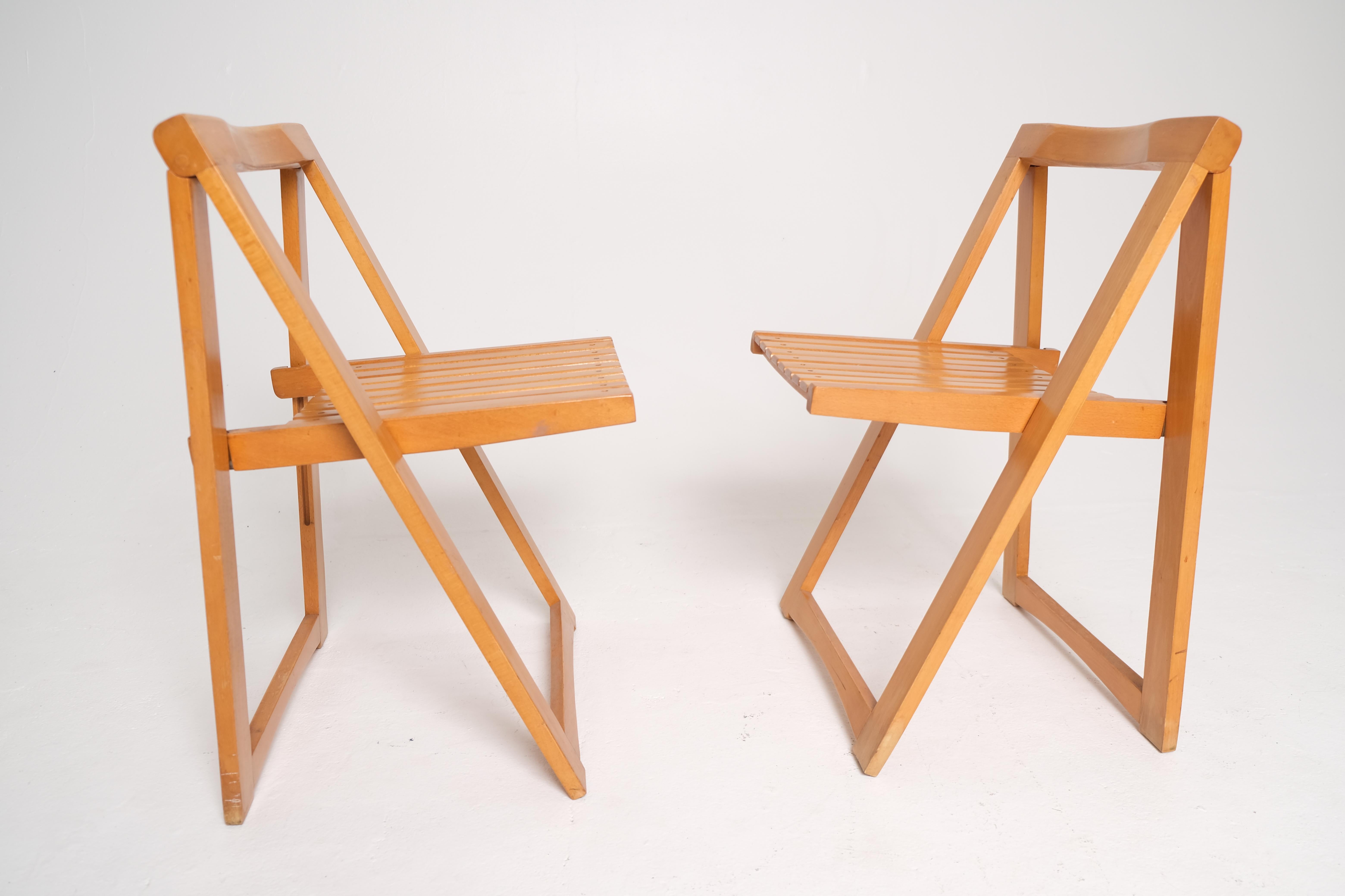 Pair of Folding Slat Chairs by Aldo Jacober for Alberto Bazzani, Italy, 1960s Italiano en venta