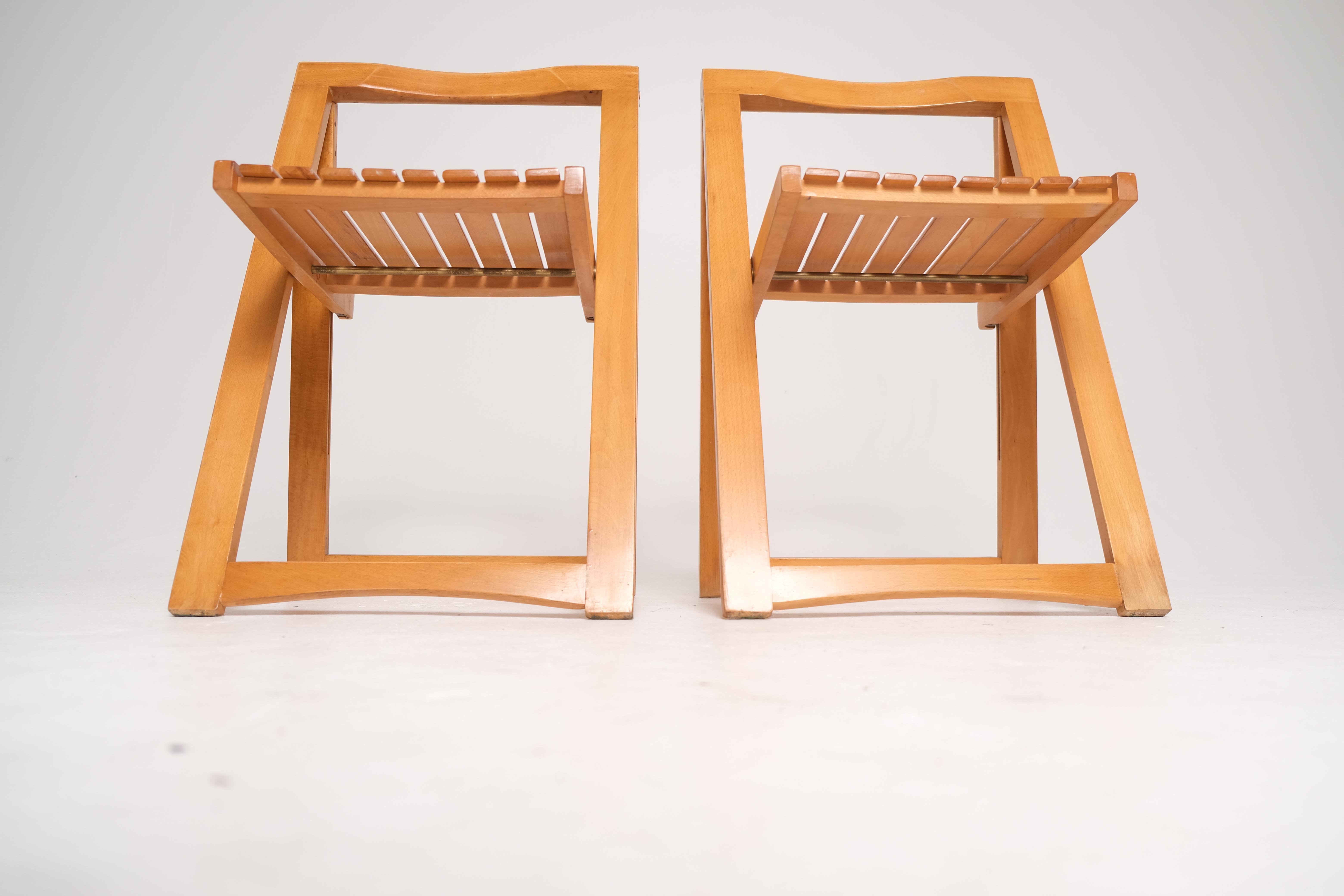 Pair of Folding Slat Chairs by Aldo Jacober for Alberto Bazzani, Italy, 1960s siglo XX en venta