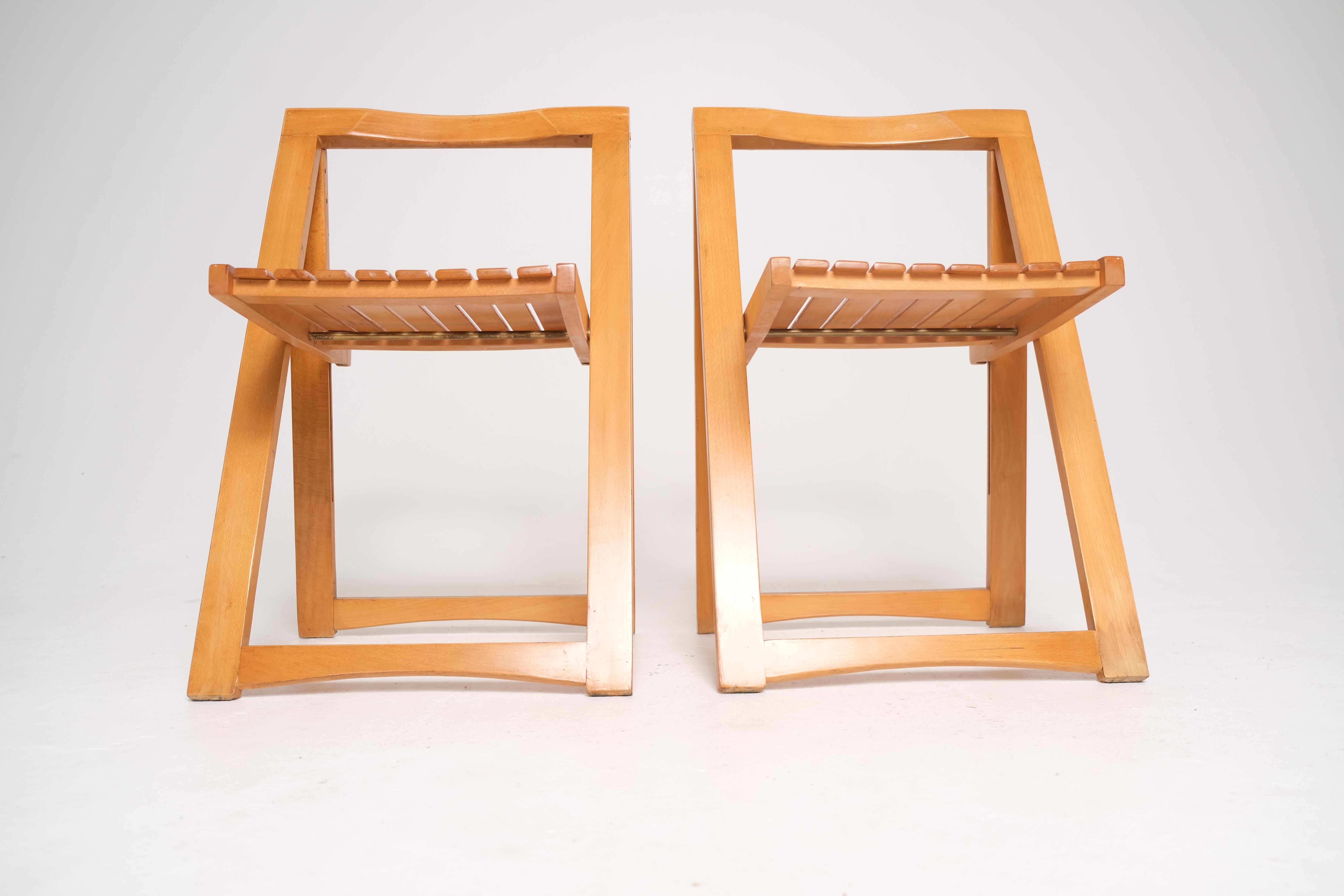 Pair of Folding Slat Chairs by Aldo Jacober for Alberto Bazzani, Italy, 1960s Haya en venta