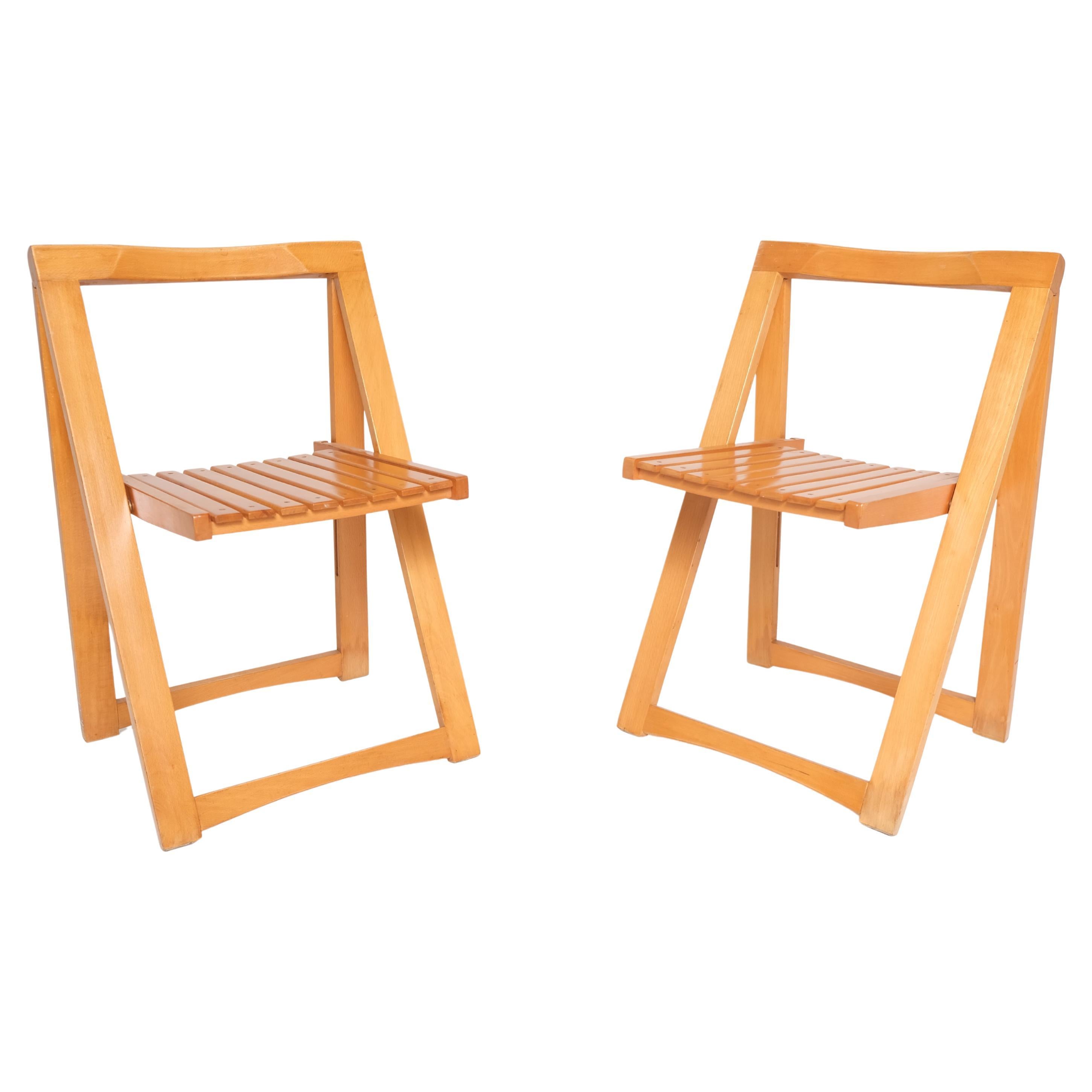 Pair of Folding Slat Chairs by Aldo Jacober for Alberto Bazzani, Italy, 1960s