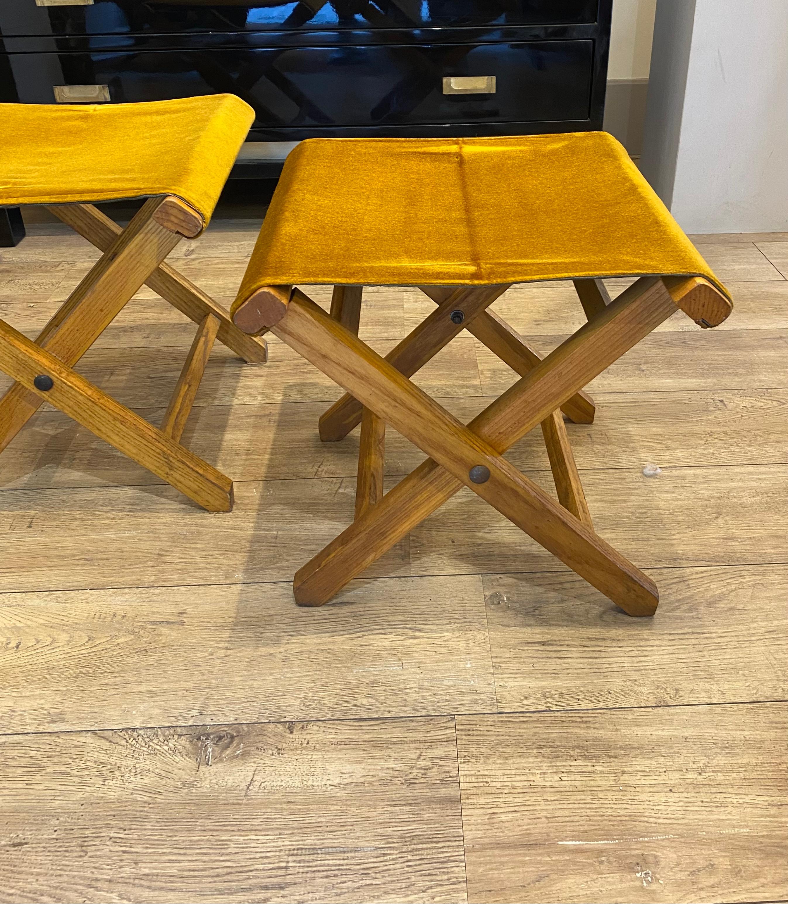 Pair of folding stools 1950 Italy For Sale 4