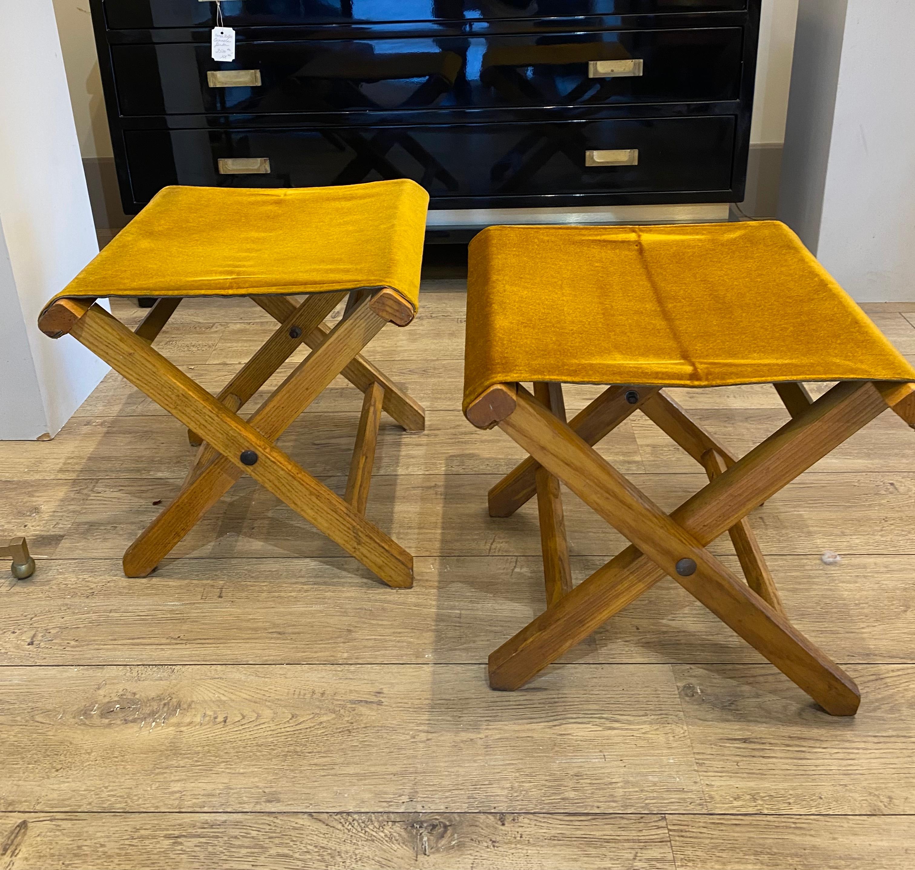 Pair of folding stools 1950 Italy For Sale 5