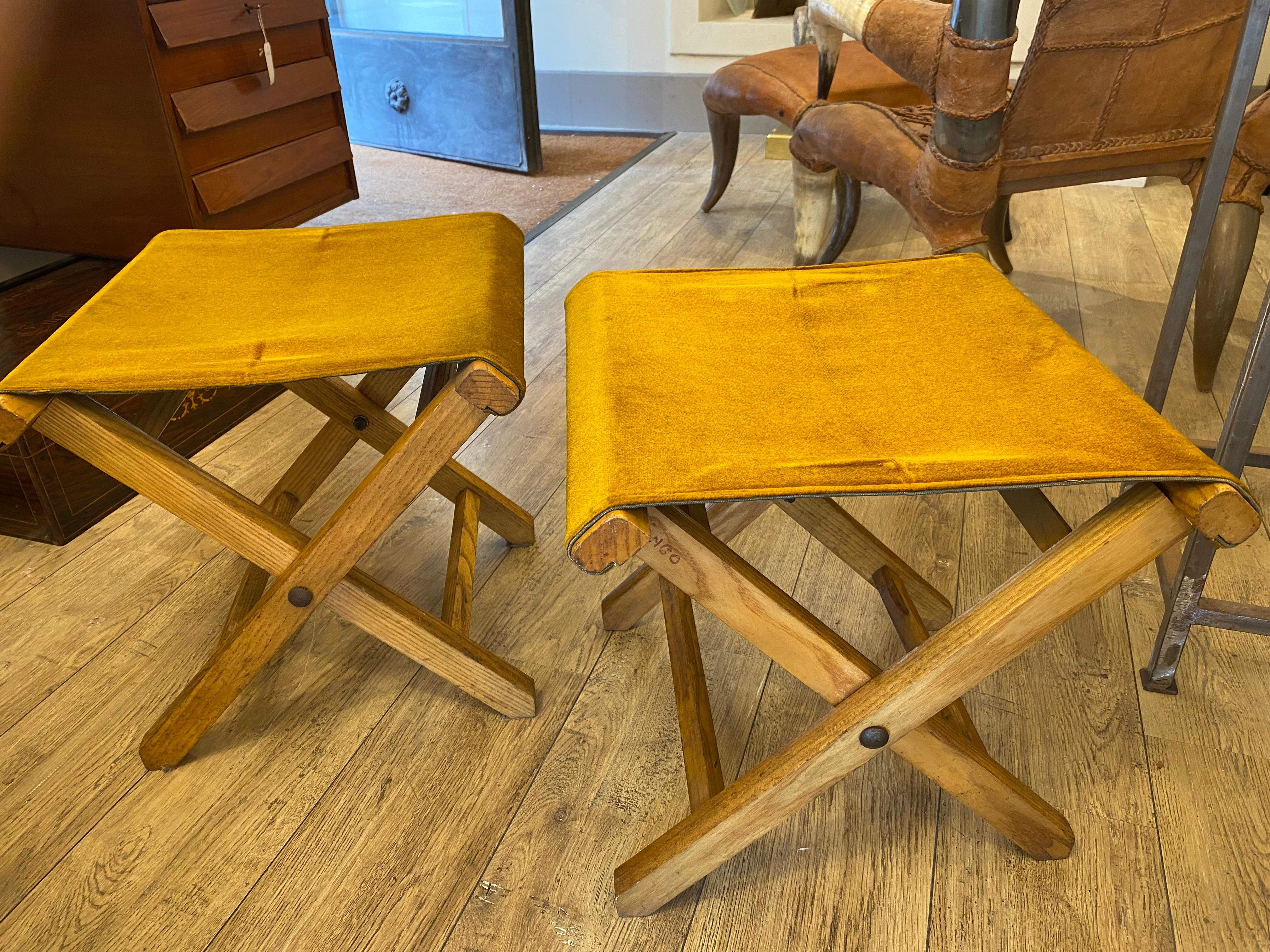 Pair of folding stools 1950 Italy For Sale 6
