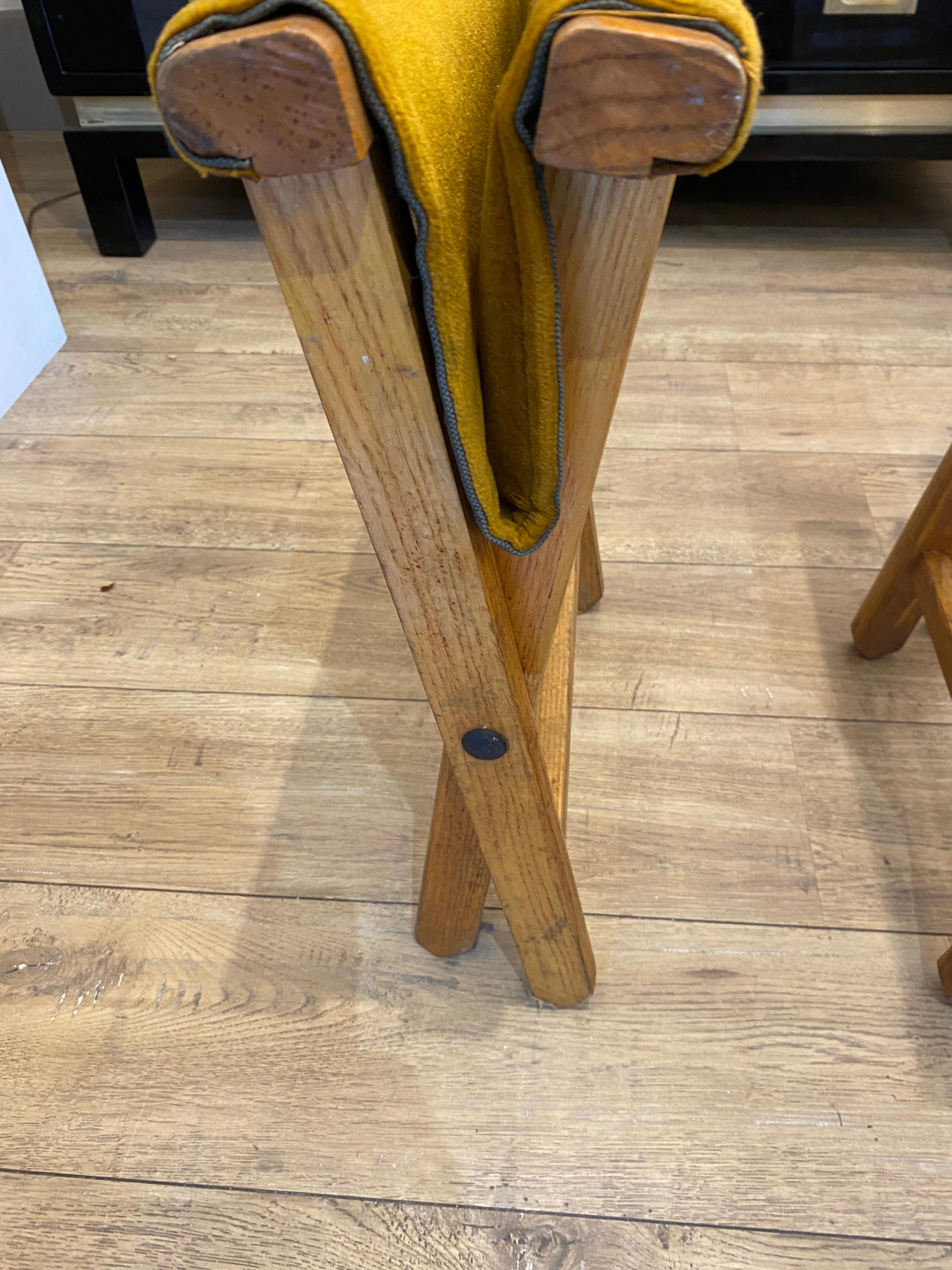 Pair of folding stools 1950 Italy In Fair Condition For Sale In Nice, FR