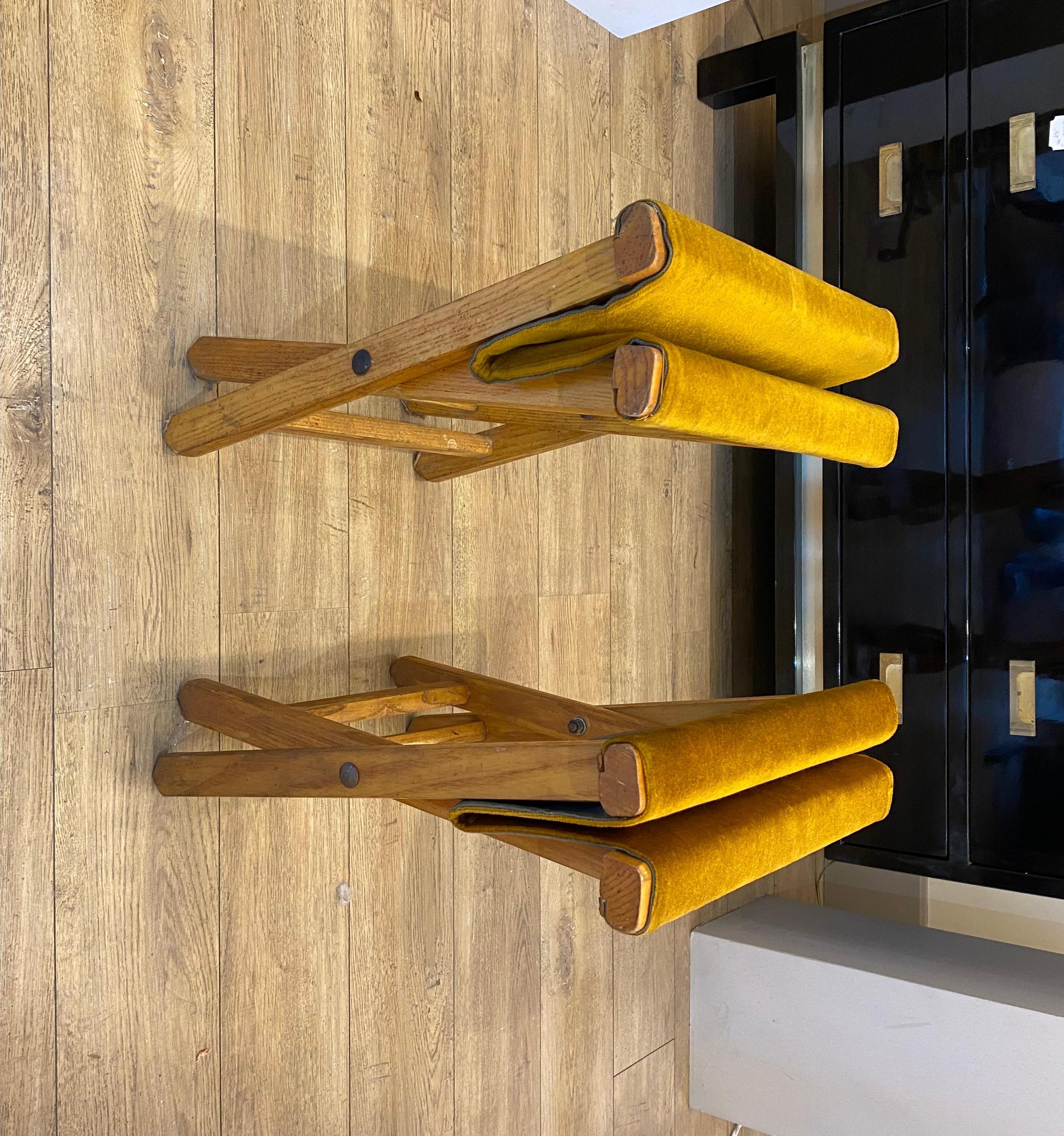 Mid-20th Century Pair of folding stools 1950 Italy For Sale