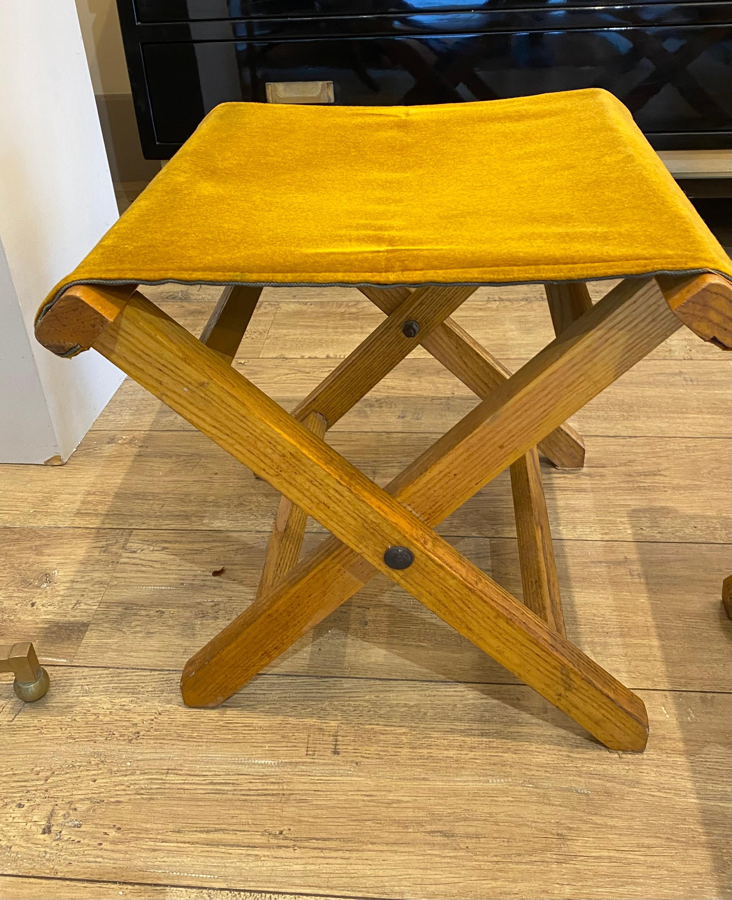 Pair of folding stools 1950 Italy For Sale 1