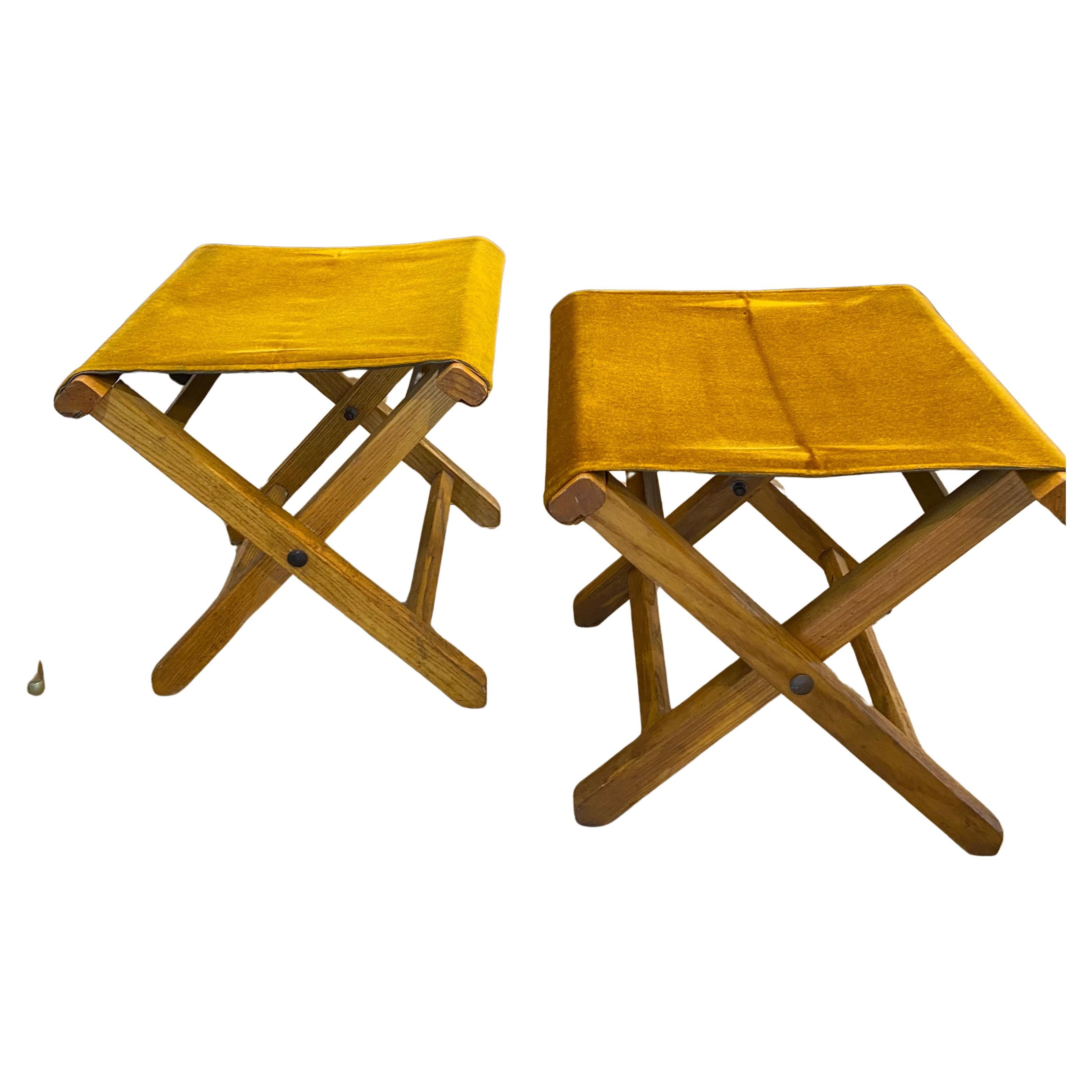 Pair of folding stools 1950 Italy For Sale