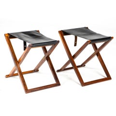 Paire de tabourets Foldes par Mogens Koch pour Interna