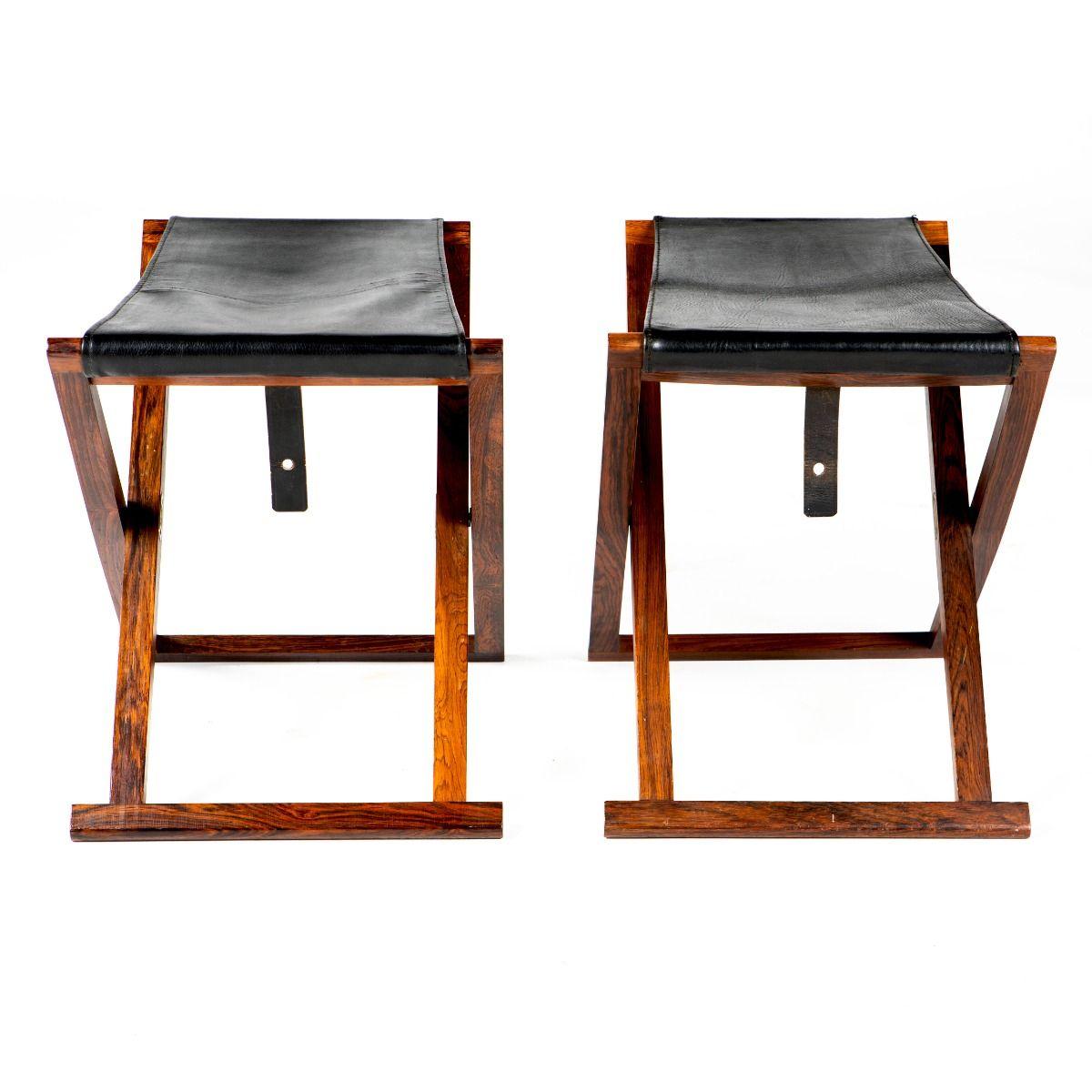 Pair of Folding Stools by Mogens Koch for Interna (Moderne der Mitte des Jahrhunderts) im Angebot