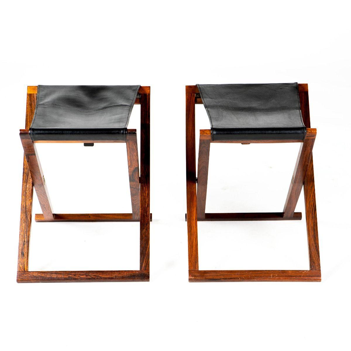 Pair of Folding Stools by Mogens Koch for Interna im Zustand „Gut“ im Angebot in Kastrup, DK