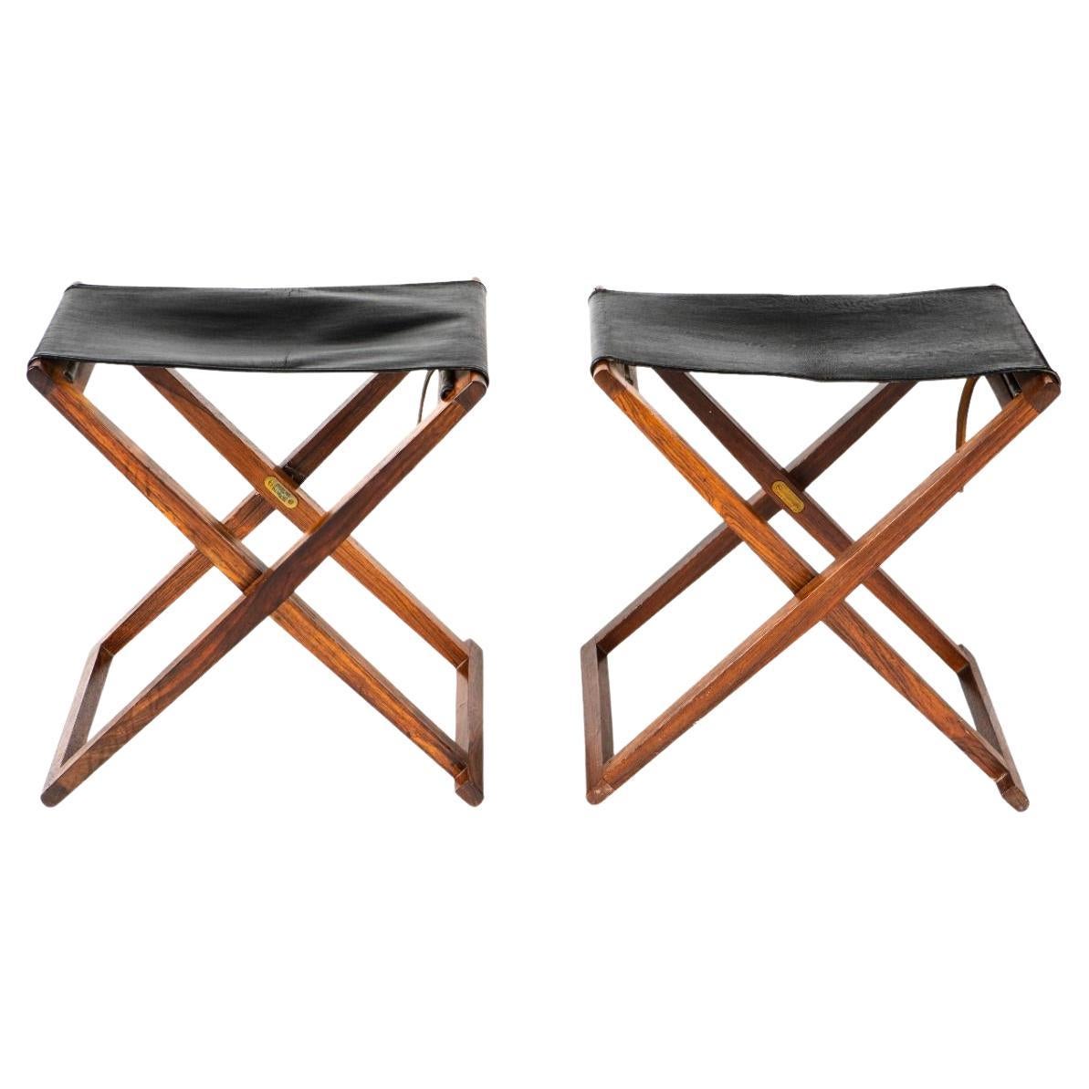 Pair of Folding Stools by Mogens Koch for Interna im Angebot