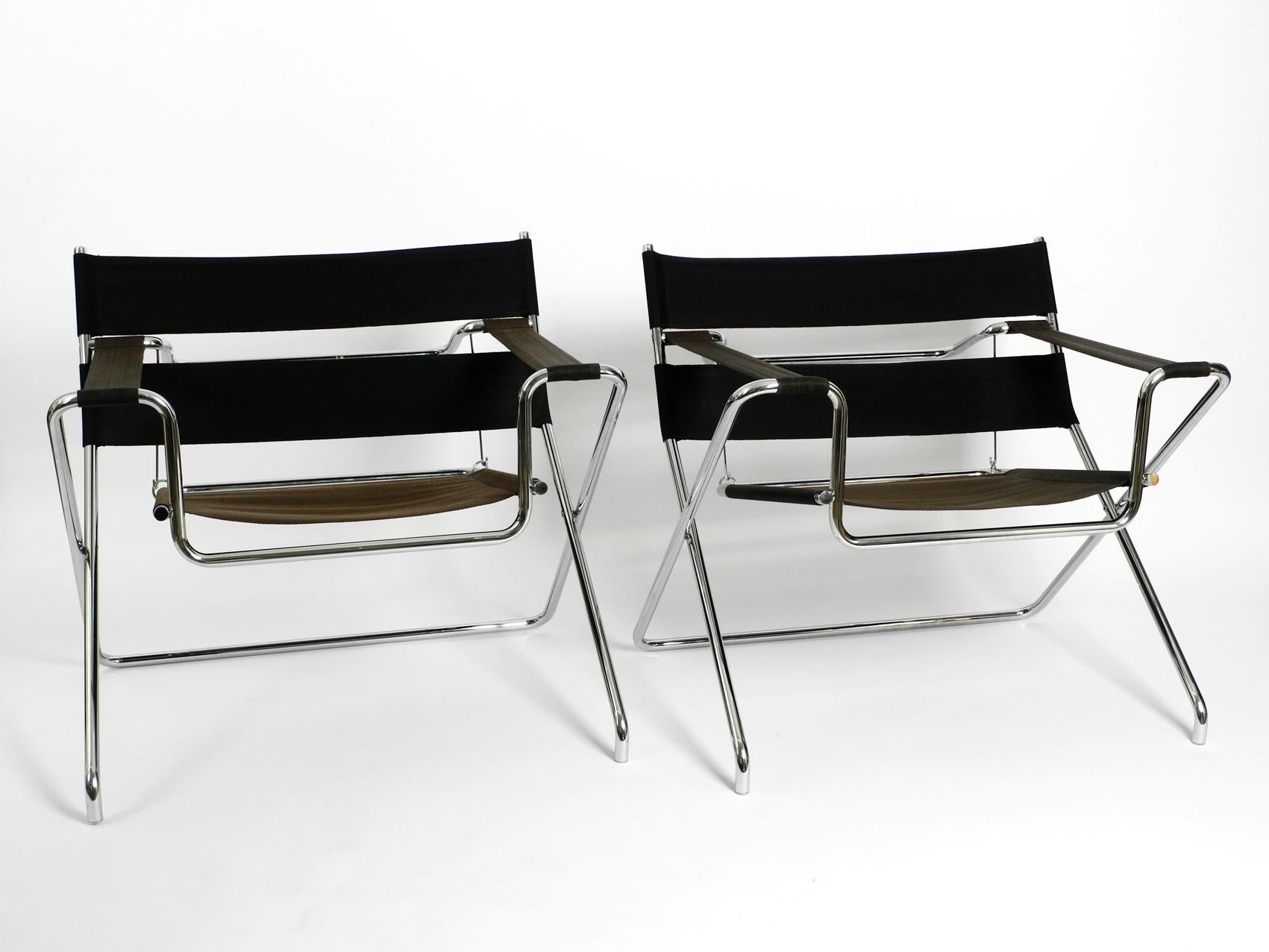 Modern Pair of Folding Tubular Steel D4 Armchairs by Marcel Breuer for Tecta from 1980s