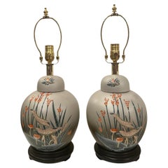 Pair of Foliage Motif Lamps