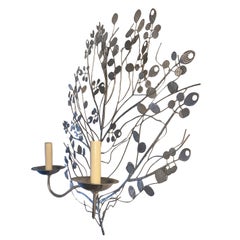 Pair of Foliage Nickel-Plated Sconces