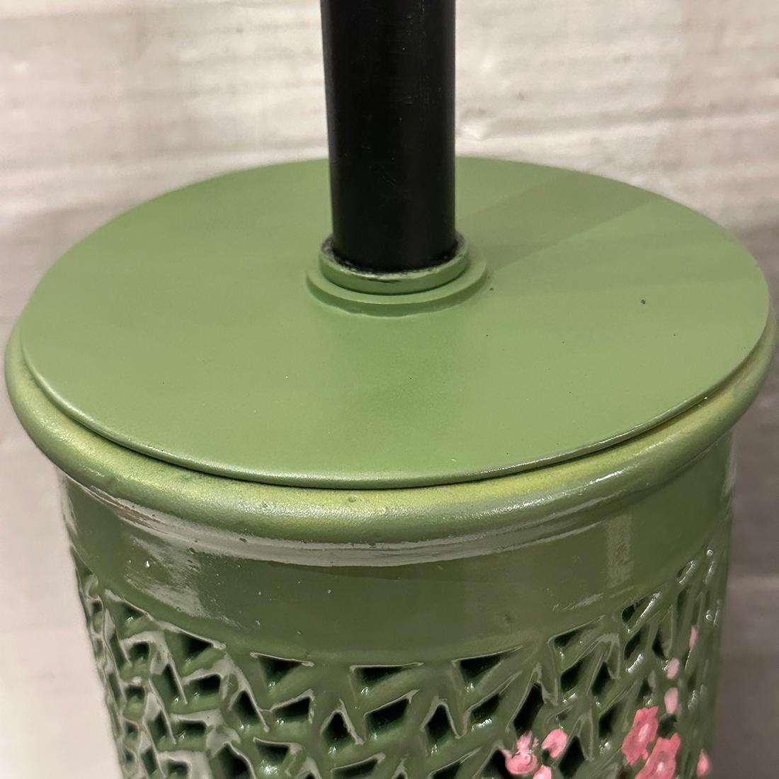 Cinese Coppia di lampade rosa fogliame in vendita