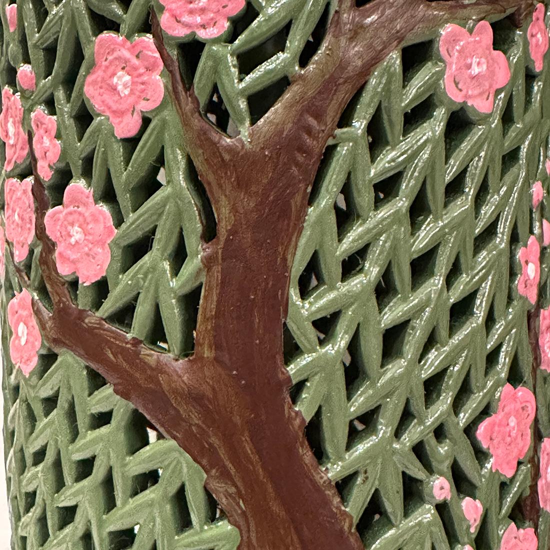Metà XX secolo Coppia di lampade rosa fogliame in vendita