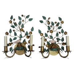 Pair of Foliage Sconces with Birds