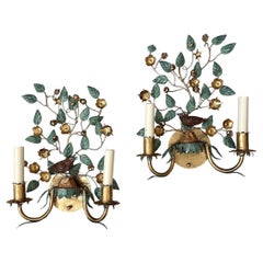 Pair of Foliage Sconces with Birds