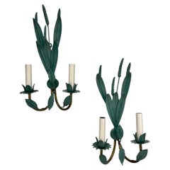 Pair of Foliage Wheat Sconces