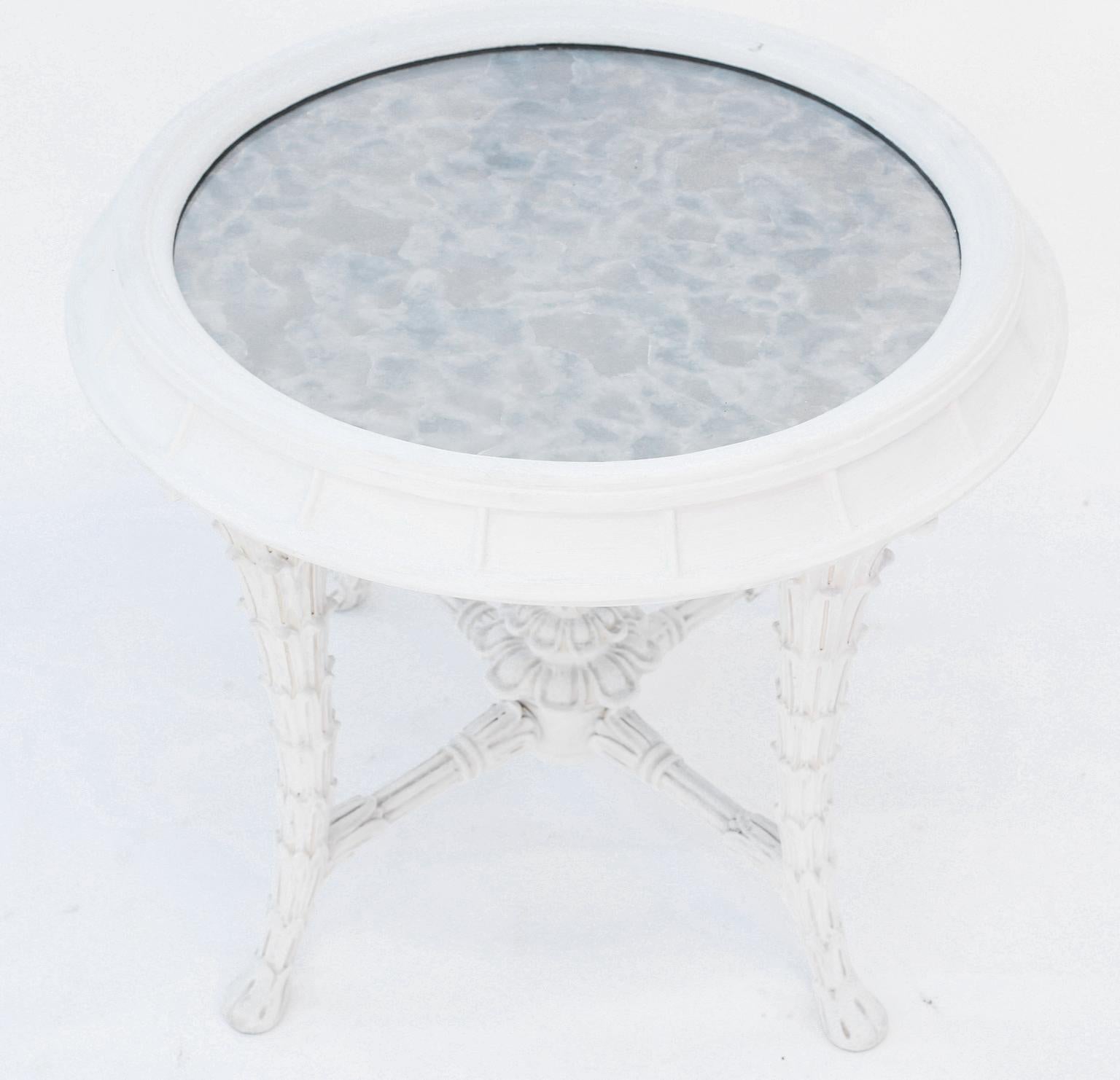 Hollywood Regency Pair of Foliate-Carved, Serge Roche Style, End Tables with Mirrored Tops
