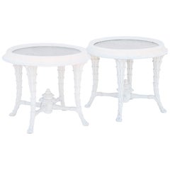 Pair of Foliate-Carved, Serge Roche Style, End Tables with Mirrored Tops