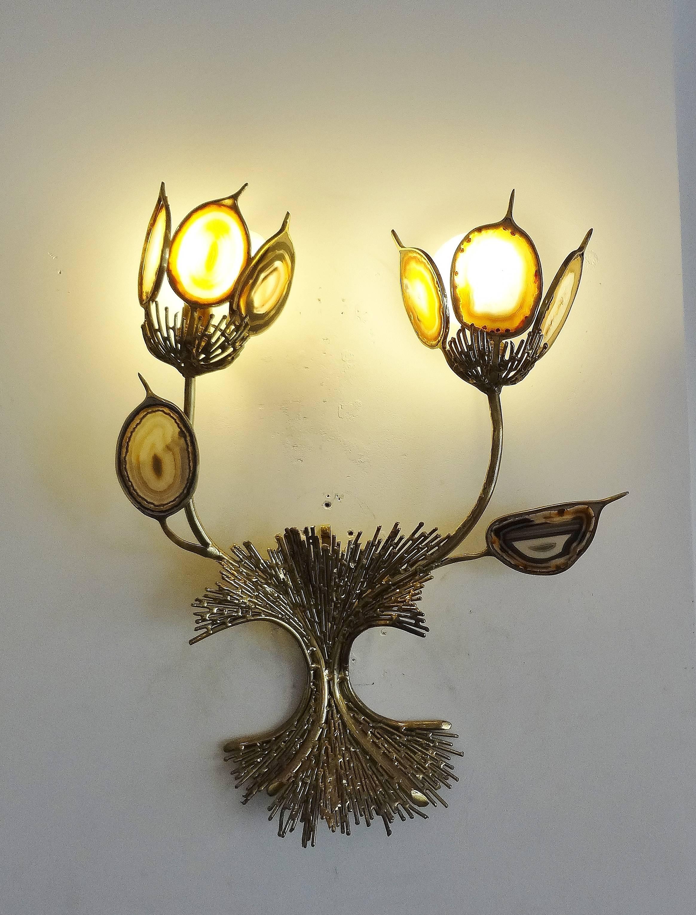 Aesthetic Movement Pair of Foliated Wall-Lights by J.Duval Brasseur, 1970s For Sale