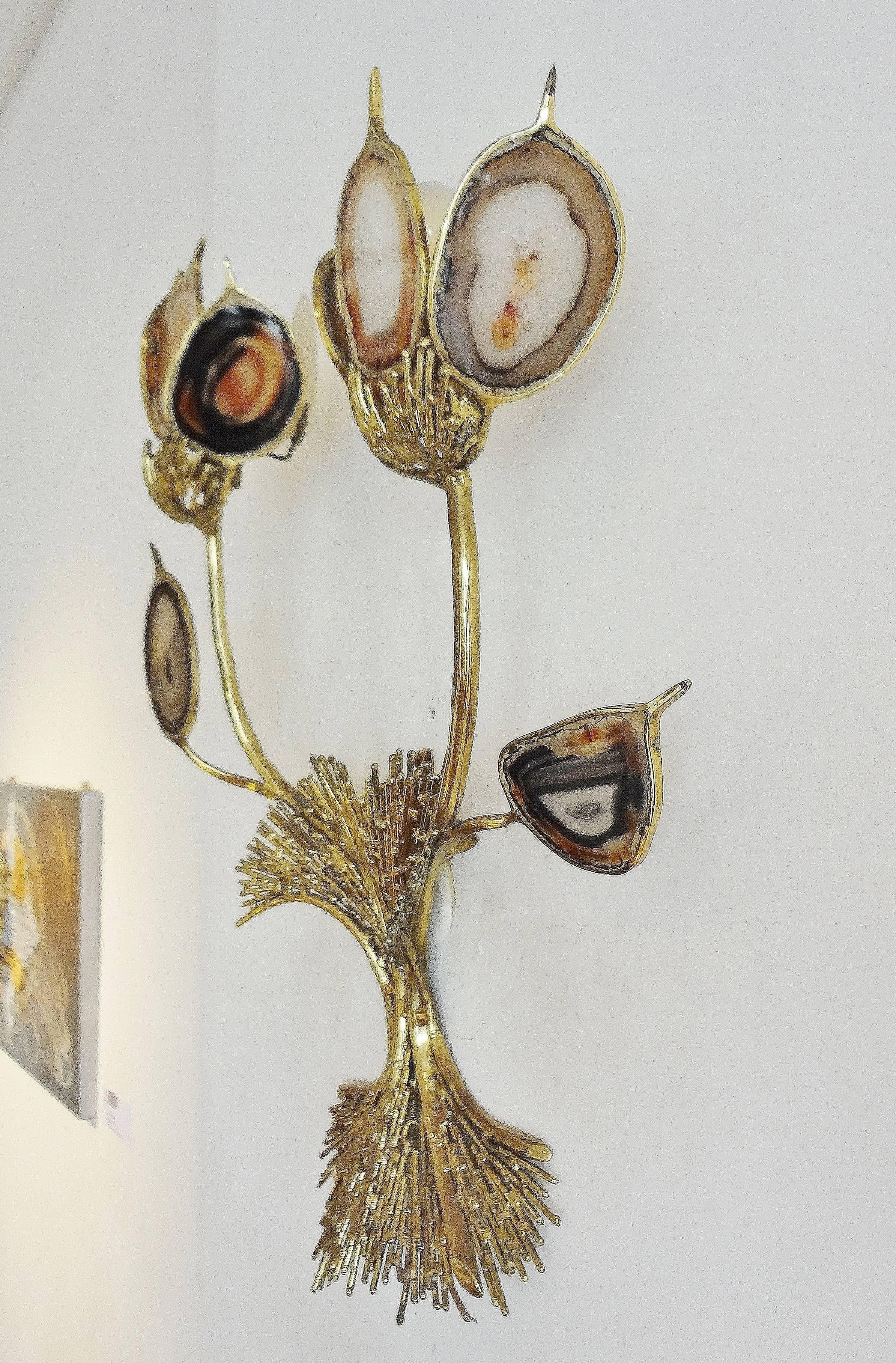 Gilt Pair of Foliated Wall-Lights by J.Duval Brasseur, 1970s For Sale