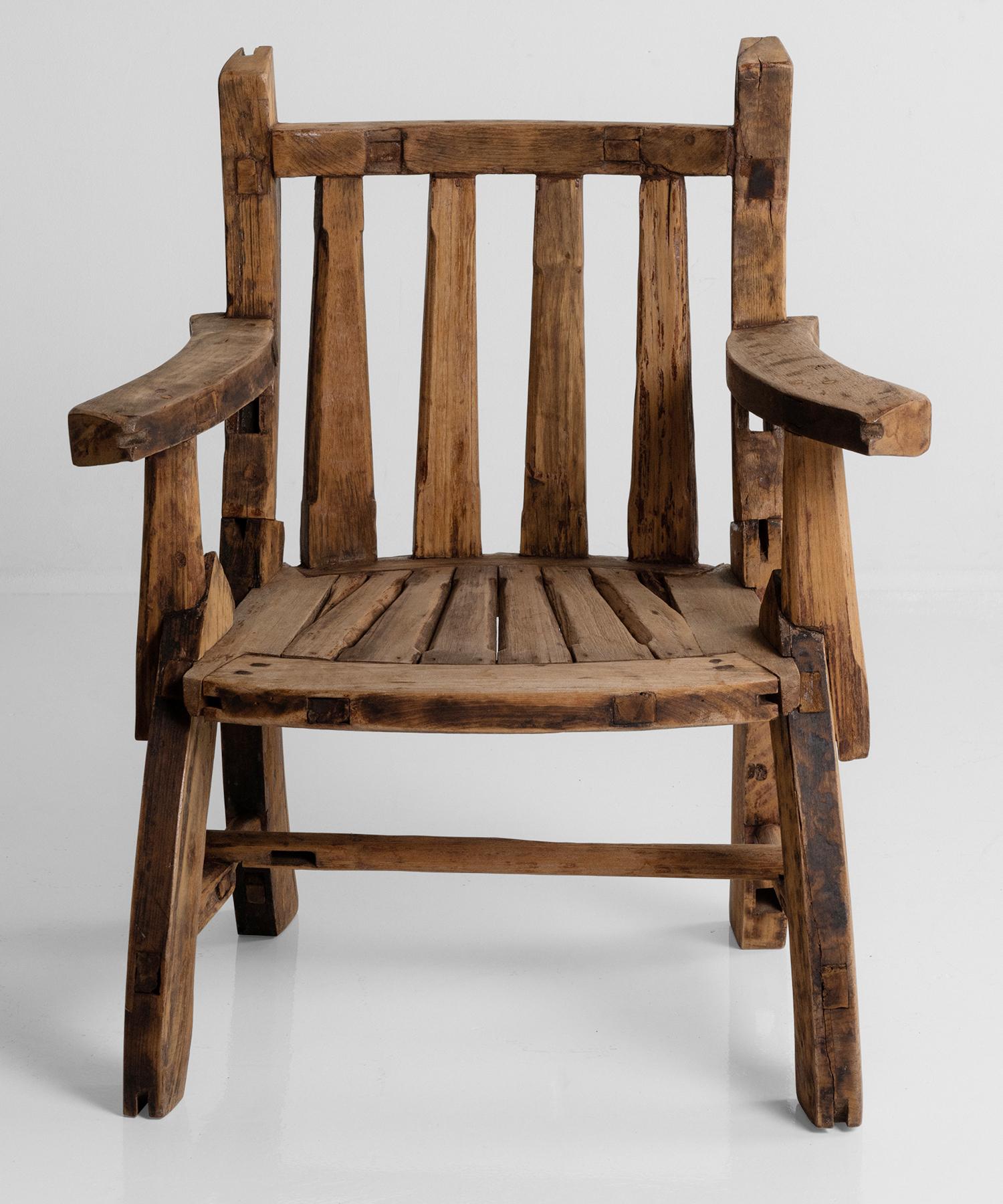 French Timber Outdoor Chairs, France circa 1930