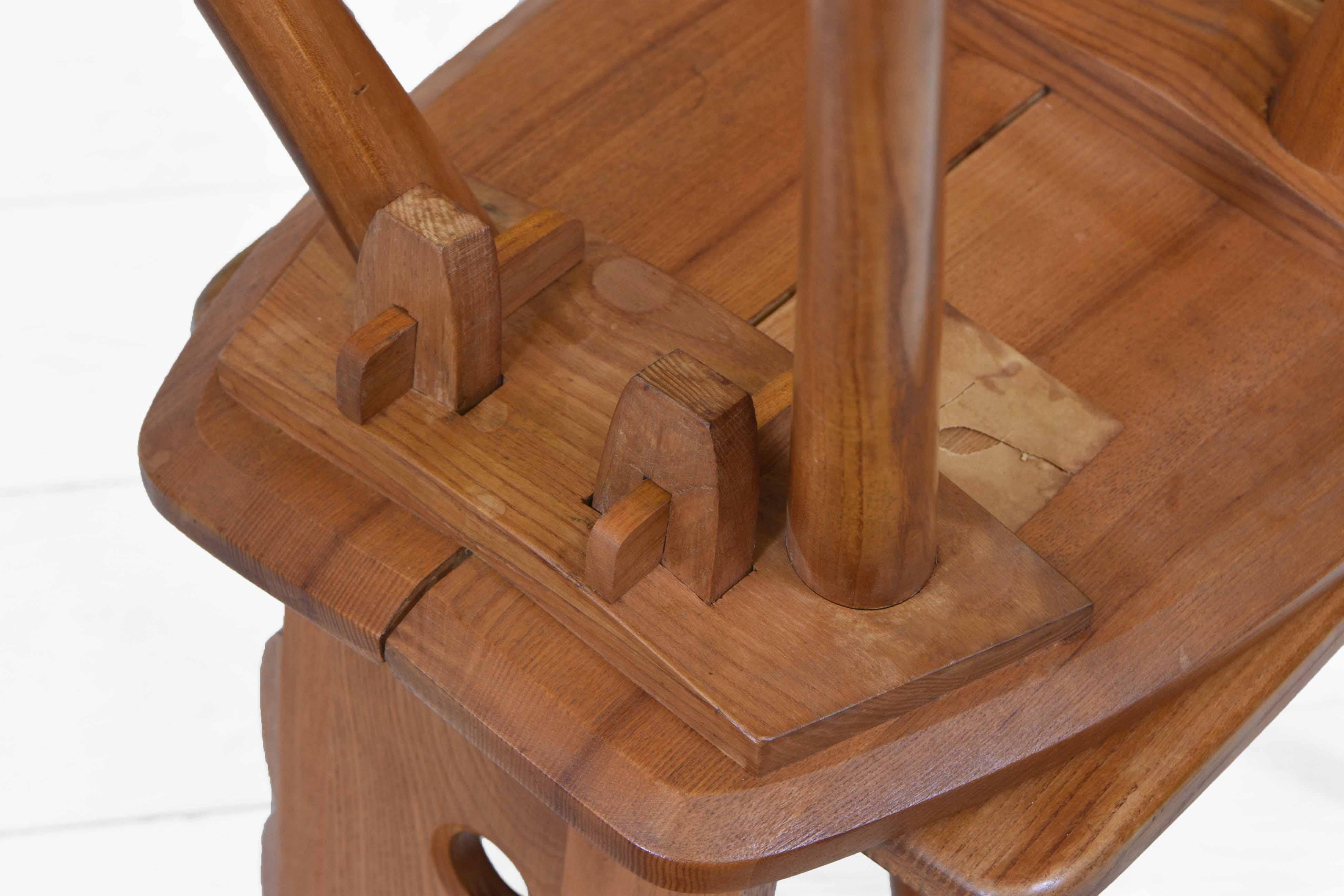 Pair of Folk Design Elm Chalet Ski Resort Zakopane Side Chairs Mid Century 3