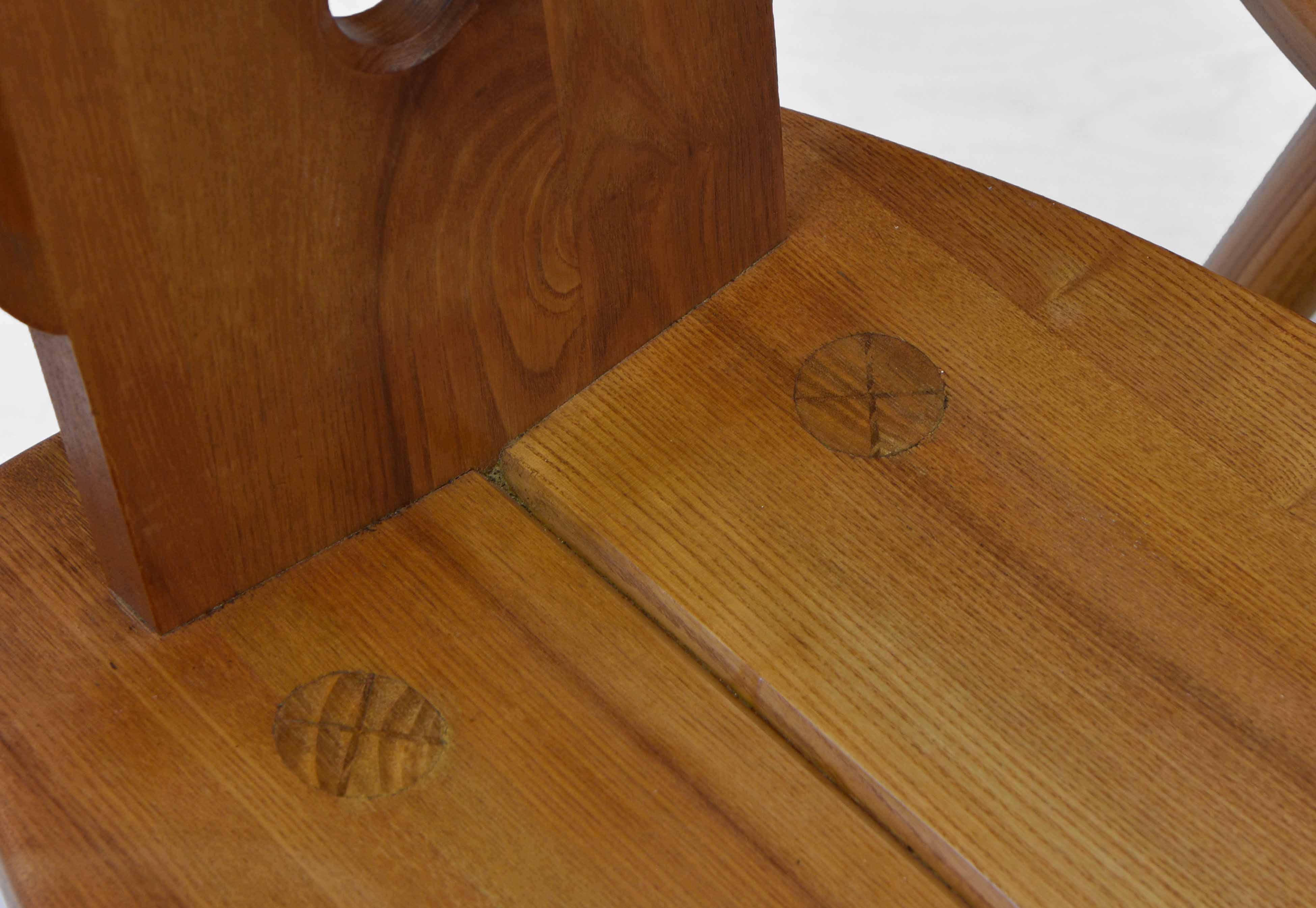 Pair of Folk Design Elm Chalet Ski Resort Zakopane Side Chairs Mid Century In Good Condition In Norwich, GB