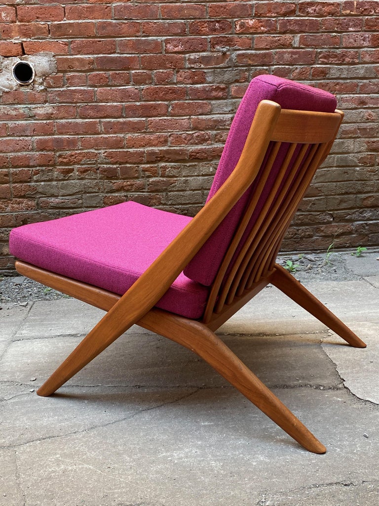 Upholstery Folk Ohlsson Teak Scissor Chairs - A Pair For Sale