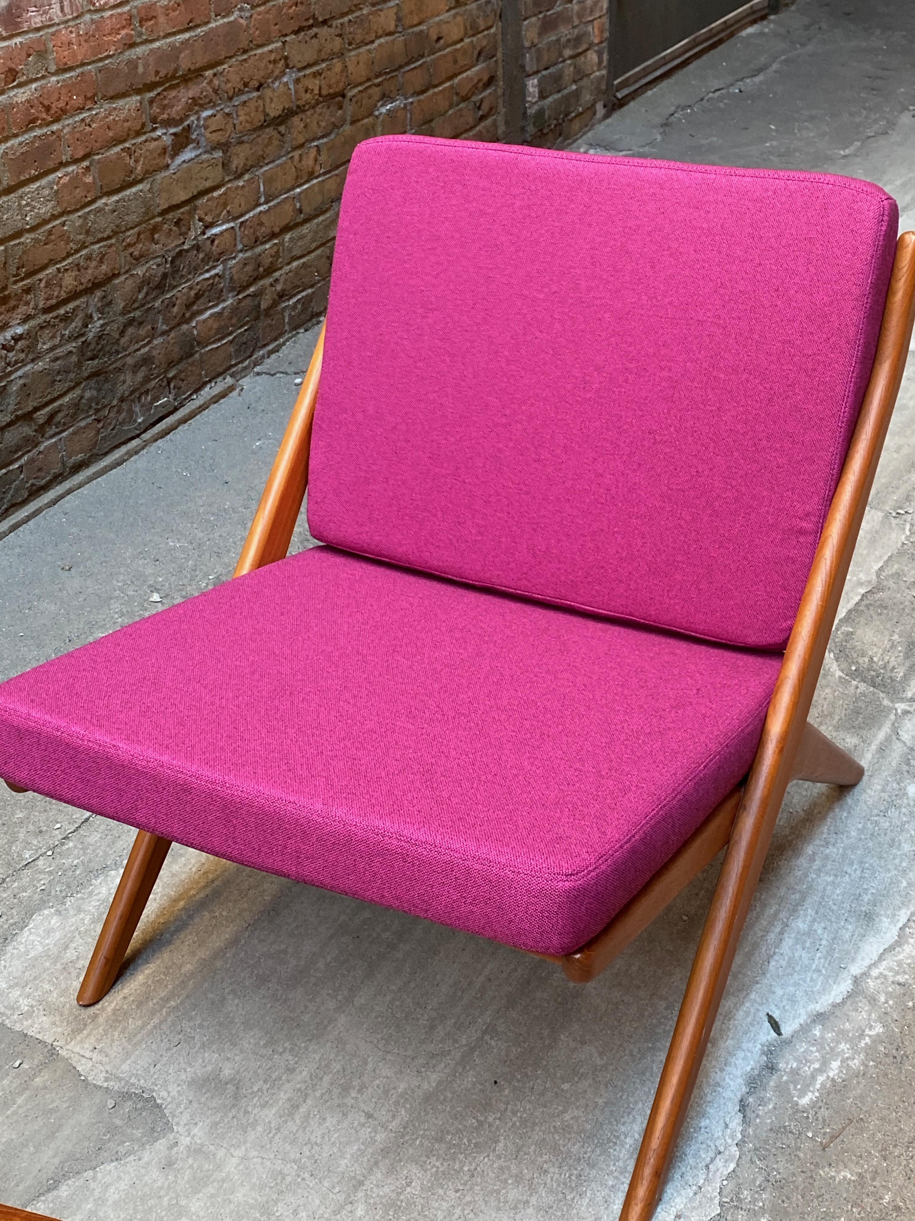 Upholstery Folke Ohlsson Teak Scissor Chairs for Dux of Sweden - A Pair