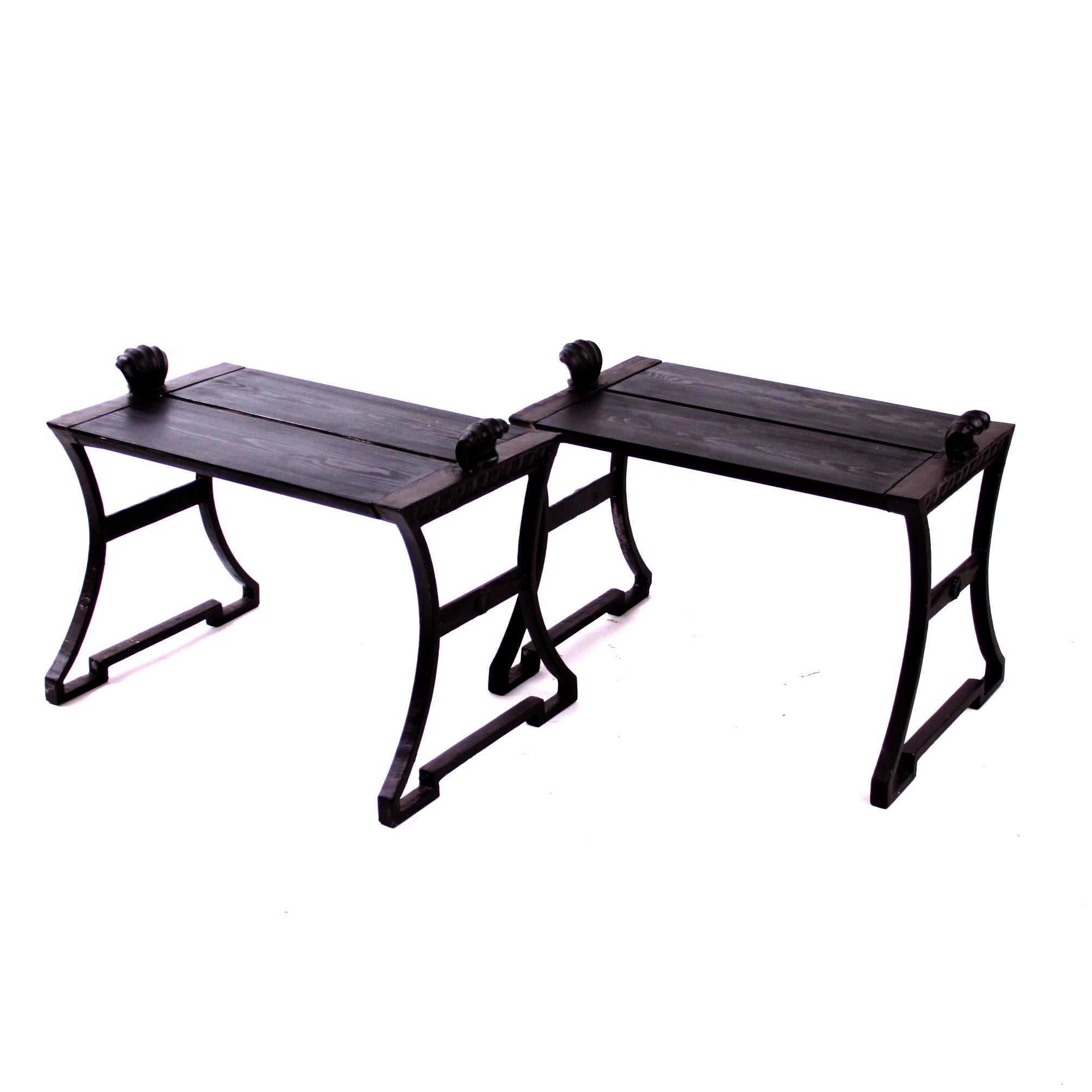 Painted Pair of Folke Bensow Benches, Dessin Park Bench No. 1, Sweden For Sale