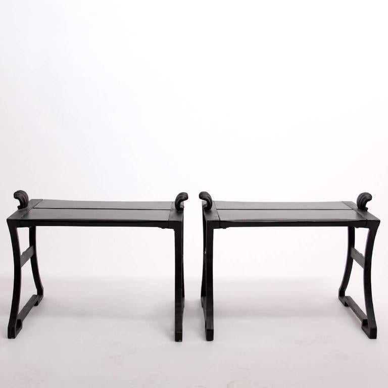Scandinavian Modern Pair of Folke Bensow Park Bench No. 1 in Black, Sweden, 1920s
