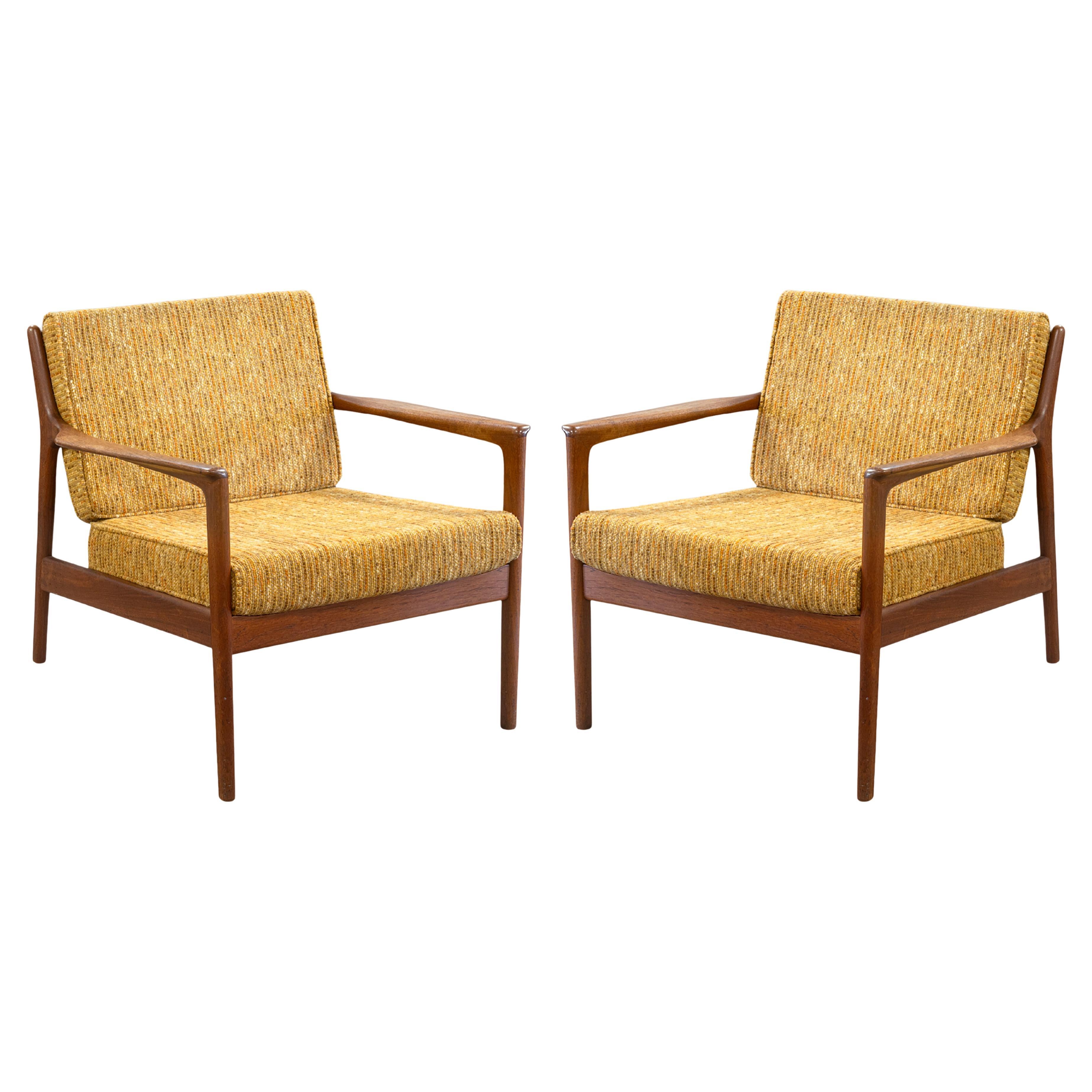 Paire de chaises longues en teck Folke Ohlssen pour Dux USA 75 Vintage By 1960s